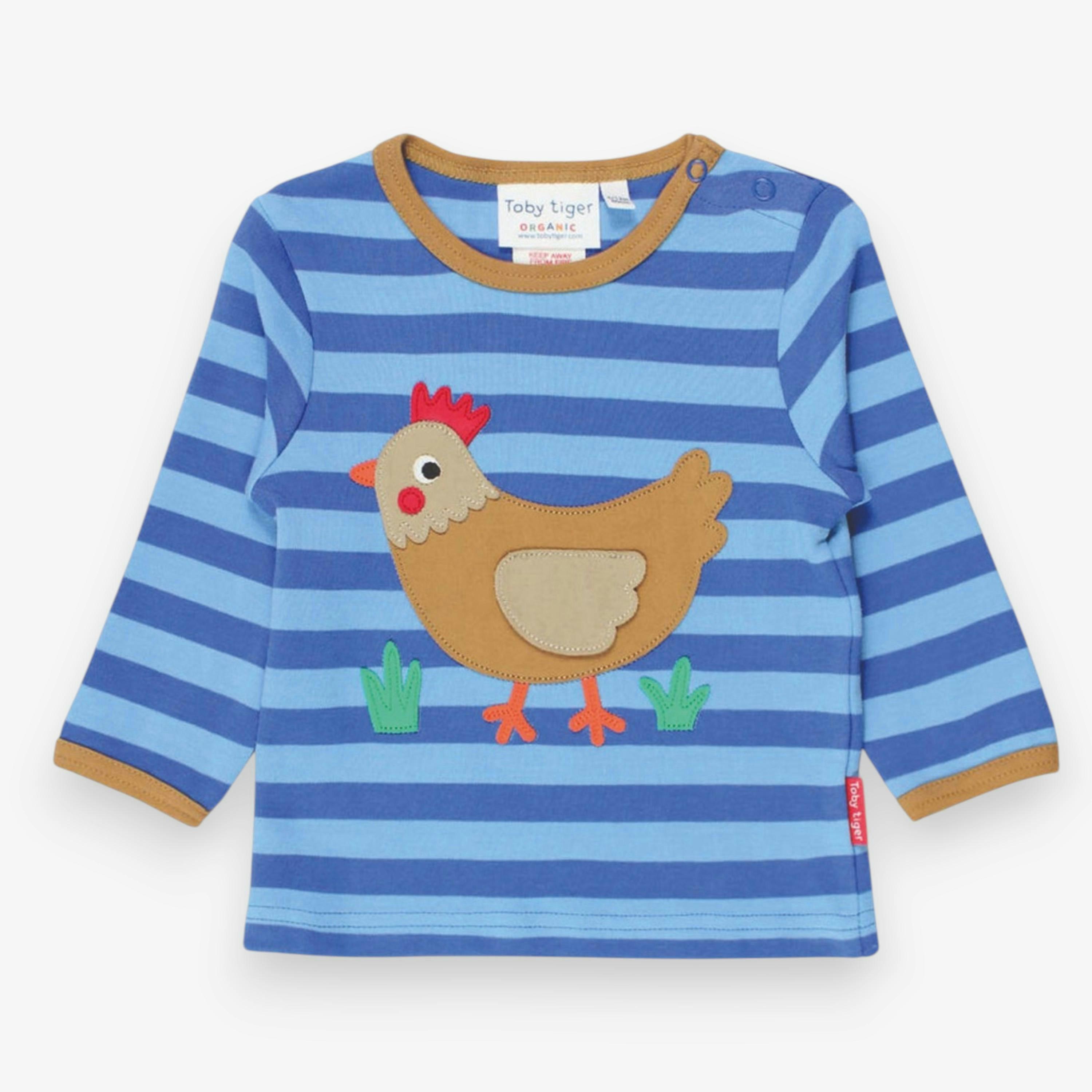 Organic Clucky Chicken Applique Long-Sleeved T-Shirt , view 1 of 5