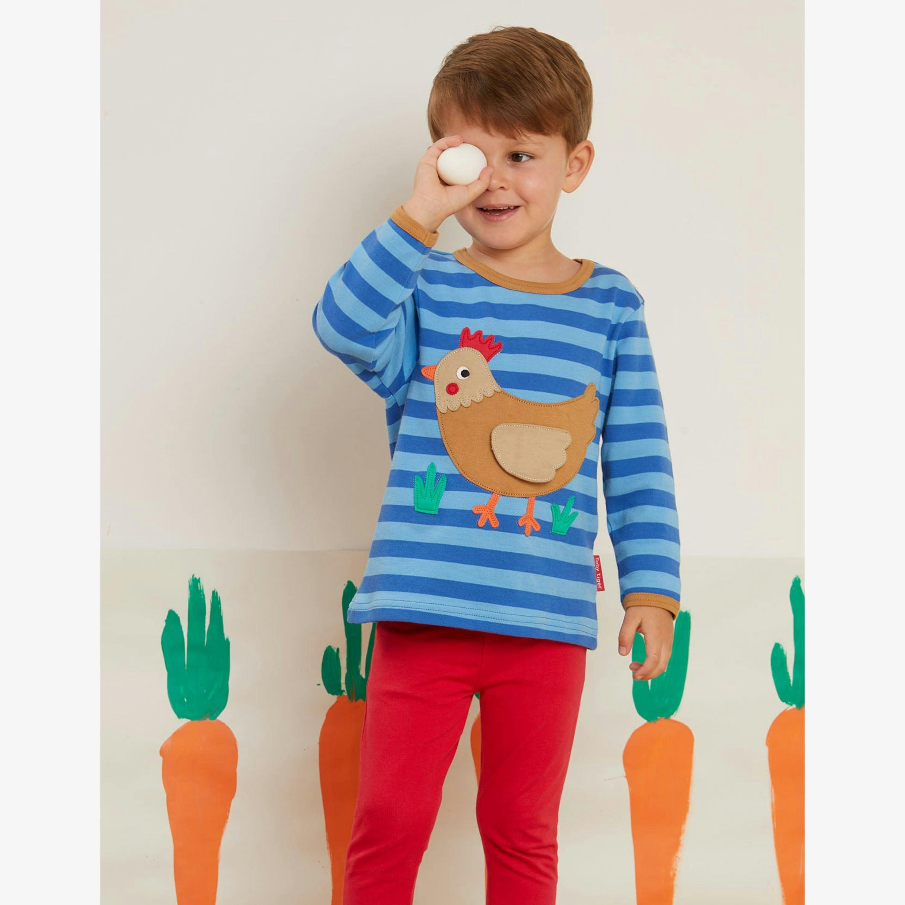 Organic Clucky Chicken Applique Long-Sleeved T-Shirt , view 2 of 5