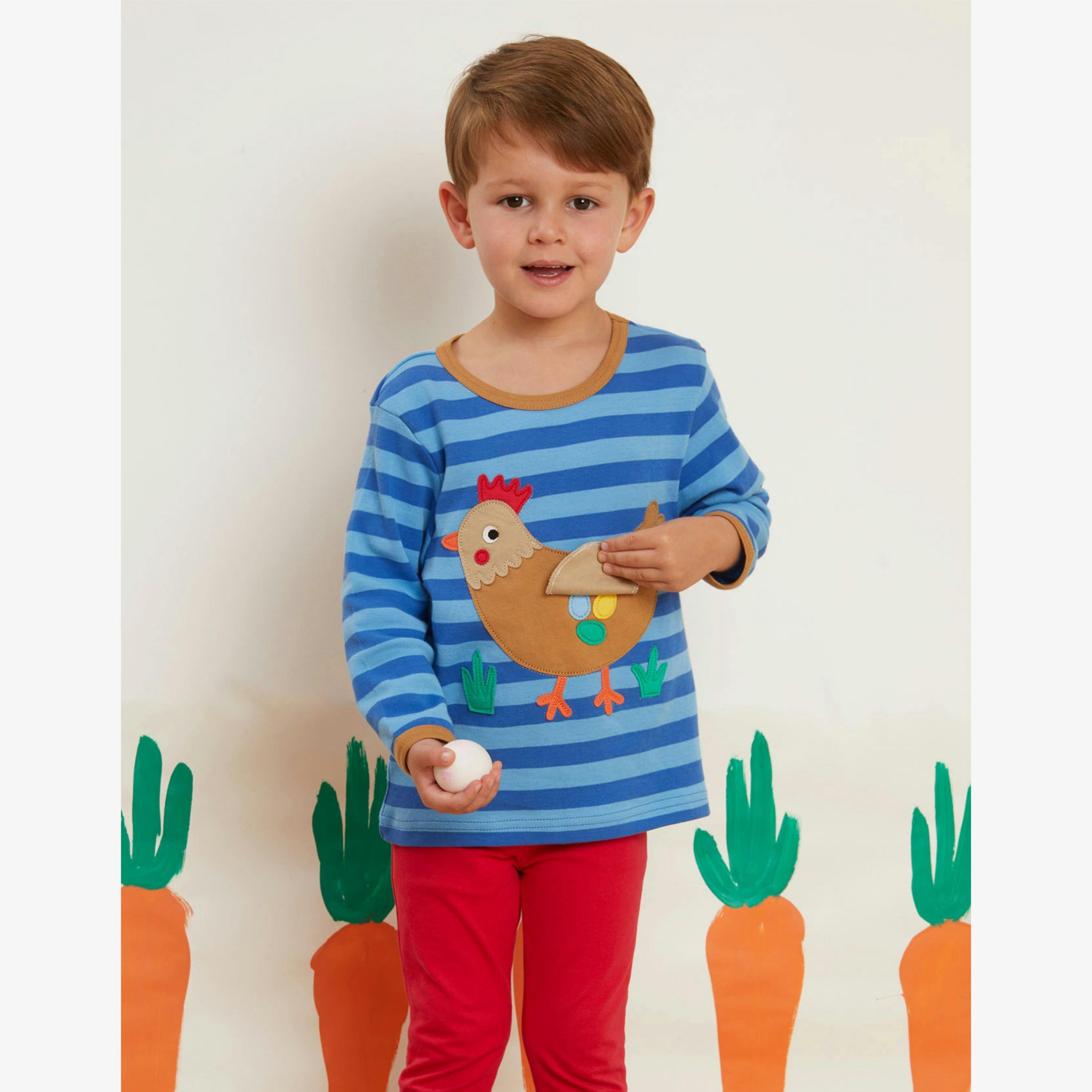 Organic Clucky Chicken Applique Long-Sleeved T-Shirt , view 3 of 5