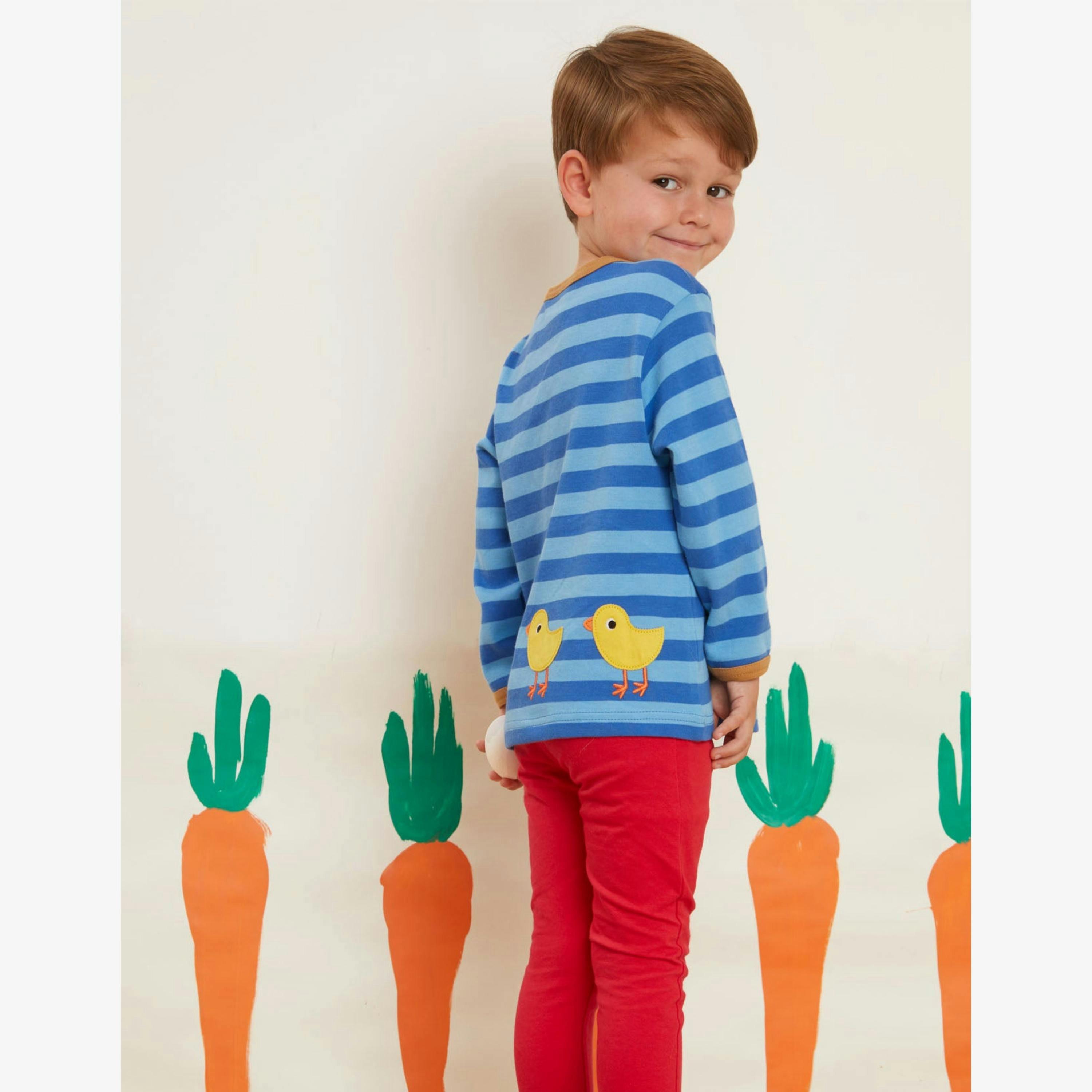 Organic Clucky Chicken Applique Long-Sleeved T-Shirt , view 4 of 5
