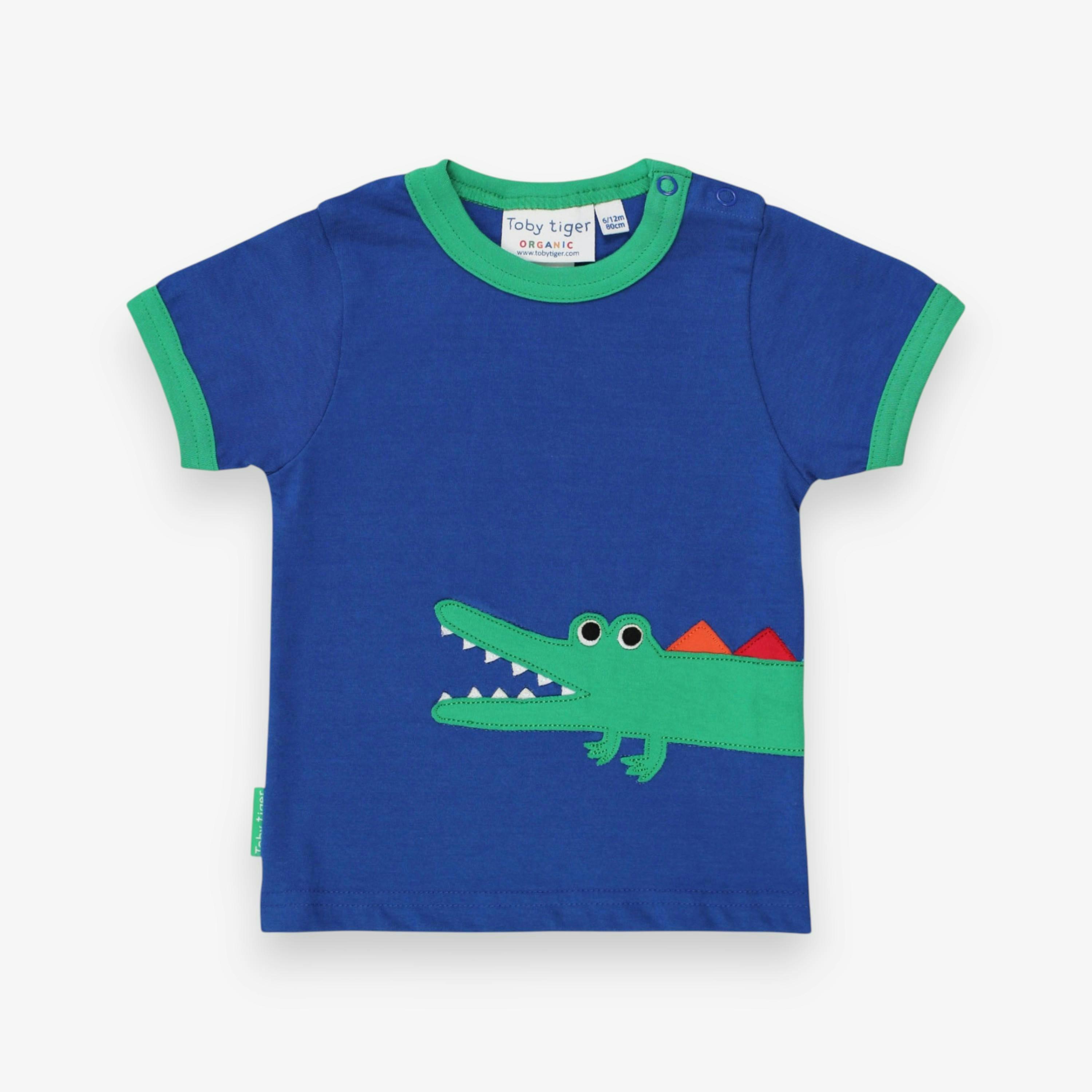 Organic Crocodile Applique Short-Sleeved T-Shirt , view 1 of 3