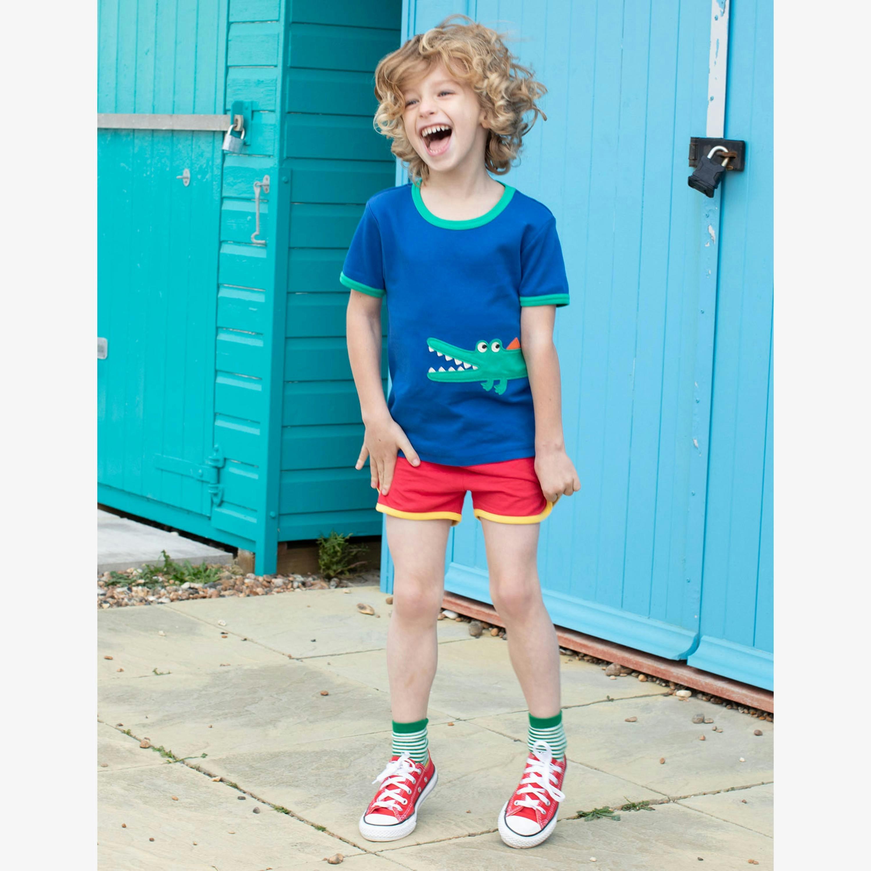 Organic Crocodile Applique Short-Sleeved T-Shirt , view 2 of 3