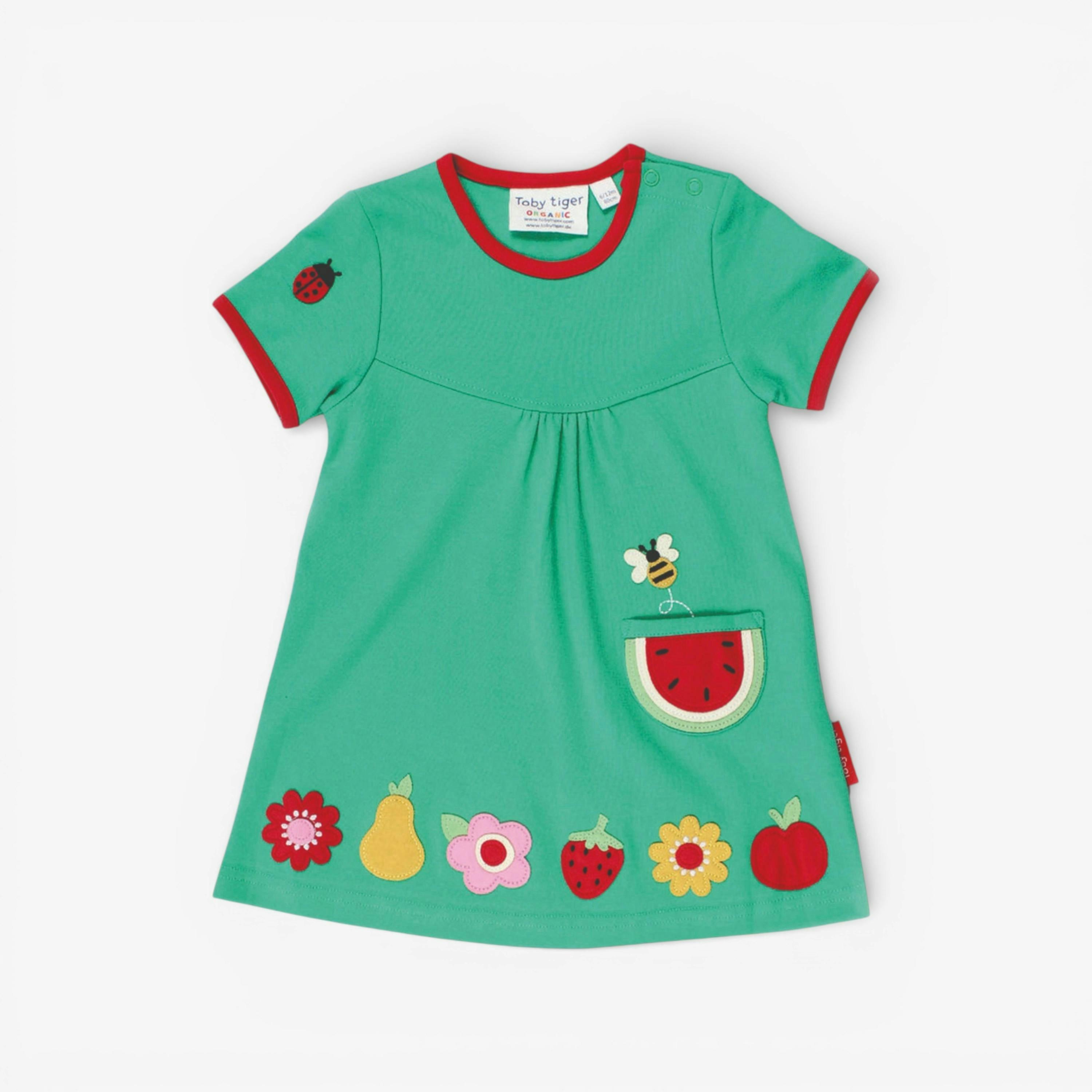 Organic Fruit Flower Applique T-Shirt Dress , view 1 of 2