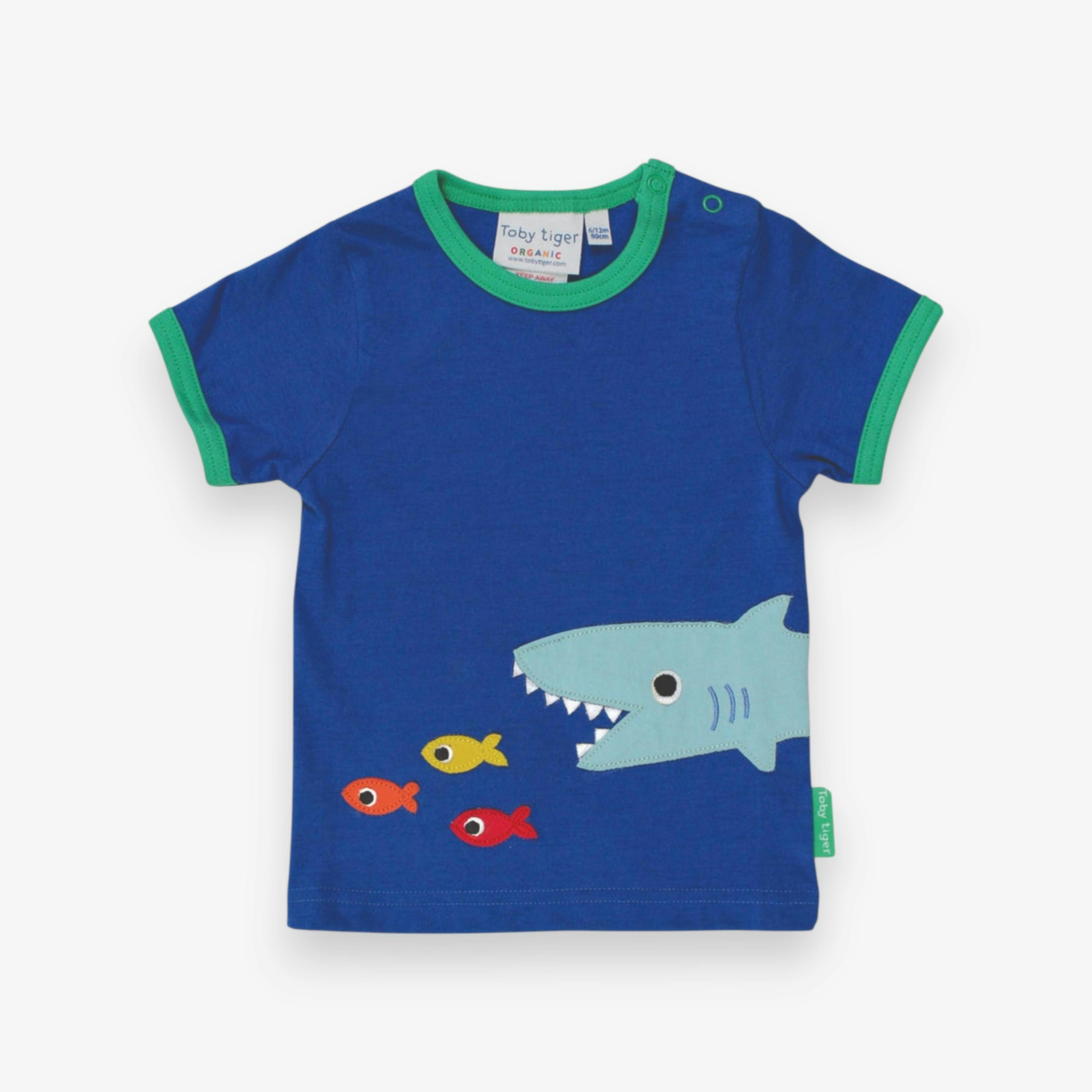 Organic Shark Applique Short-Sleeved T-Shirt , view 1 of 3