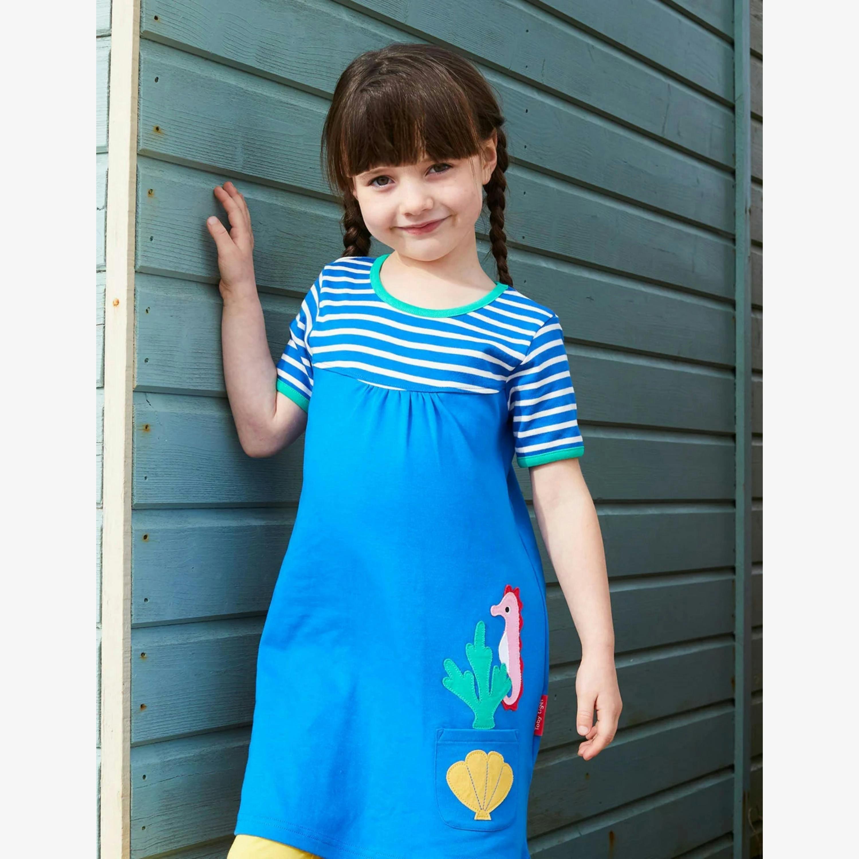 Organic Seahorse Applique T-Shirt Dress , view 2 of 2