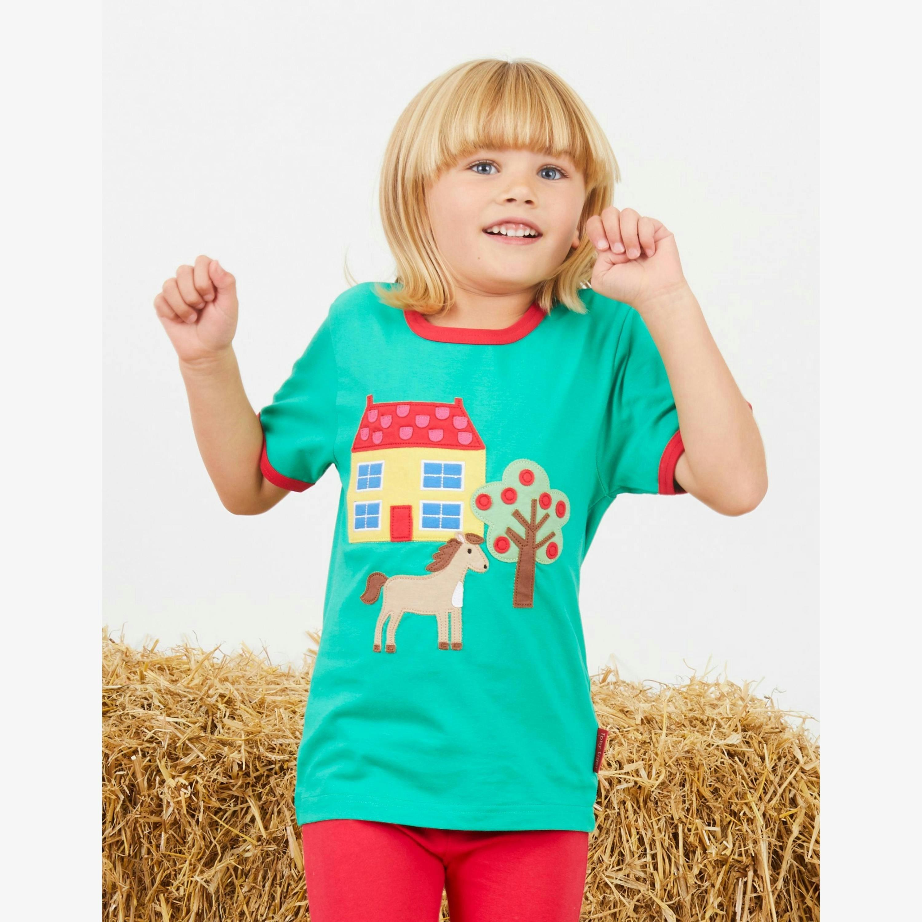 Organic Animal Farm Applique Short-Sleeved T-Shirt , view 2 of 3
