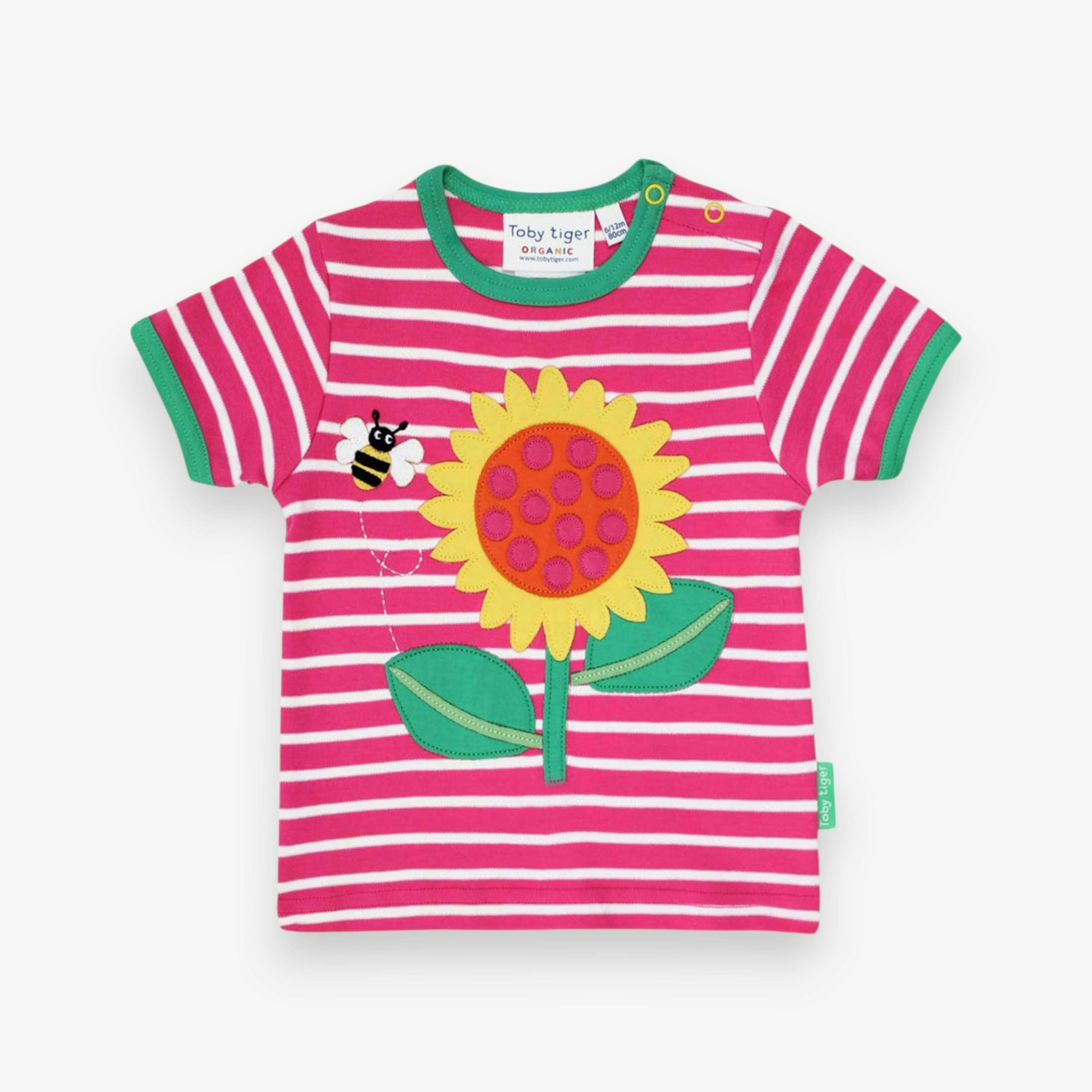 Organic Sunflower Applique Short-Sleeved T-Shirt , view 1 of 2