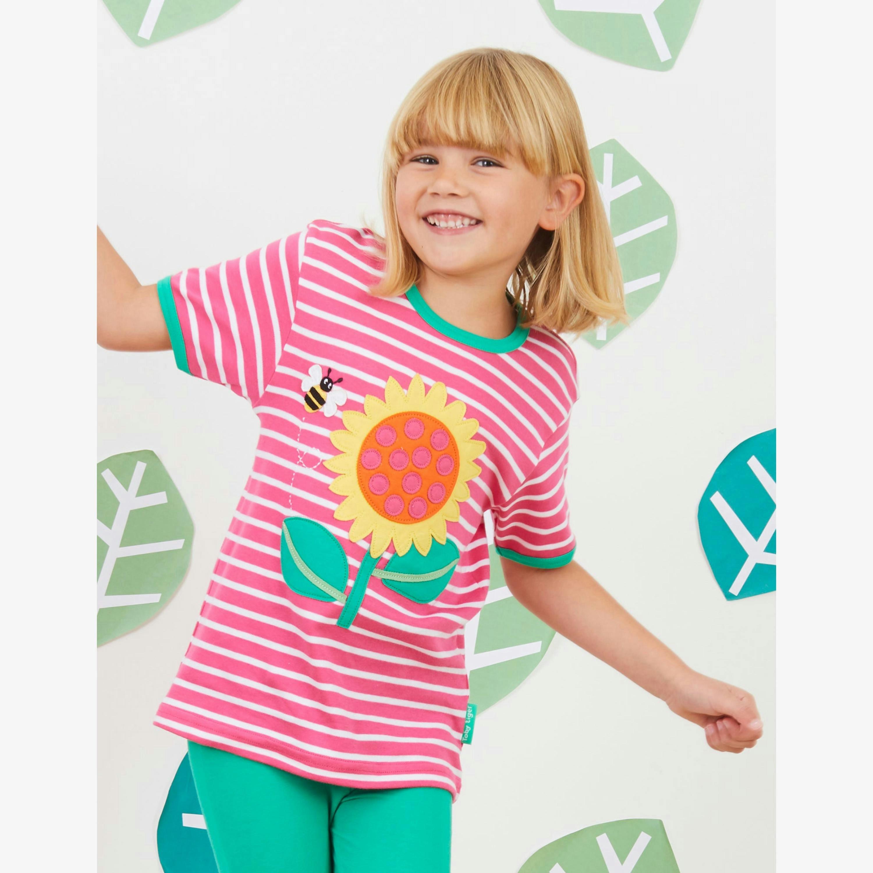 Organic Sunflower Applique Short-Sleeved T-Shirt , view 2 of 2