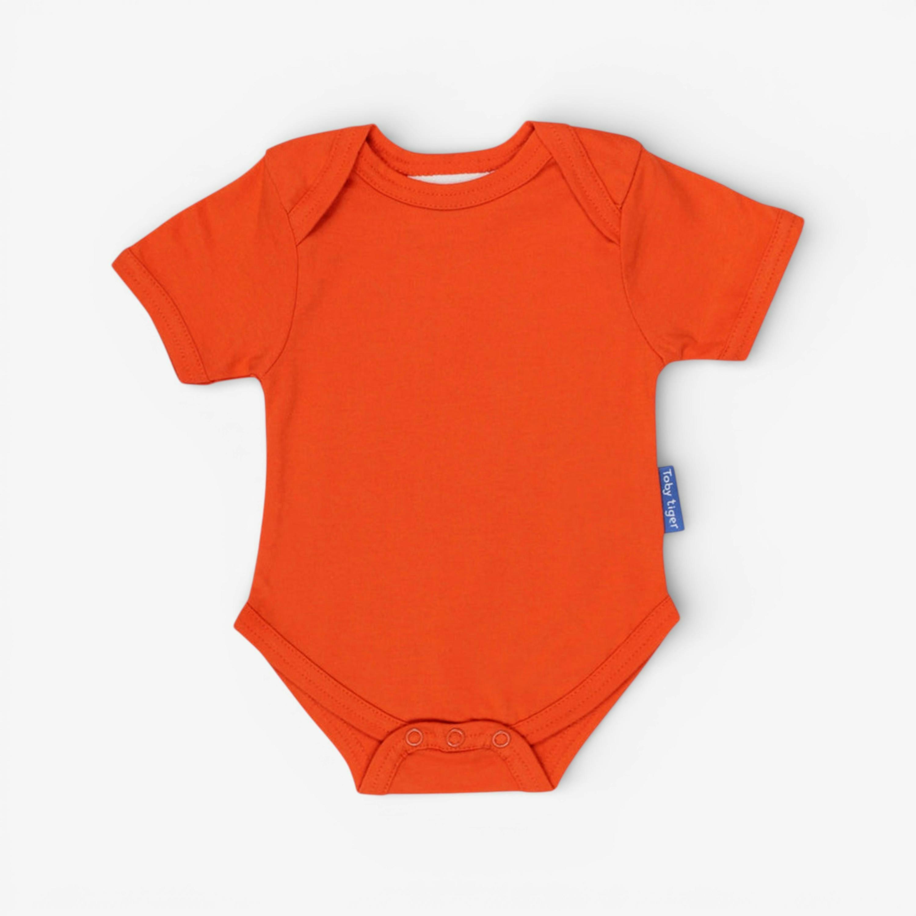 Organic Orange Basic Short-Sleeved Baby Bodysuit , view 1 of 1