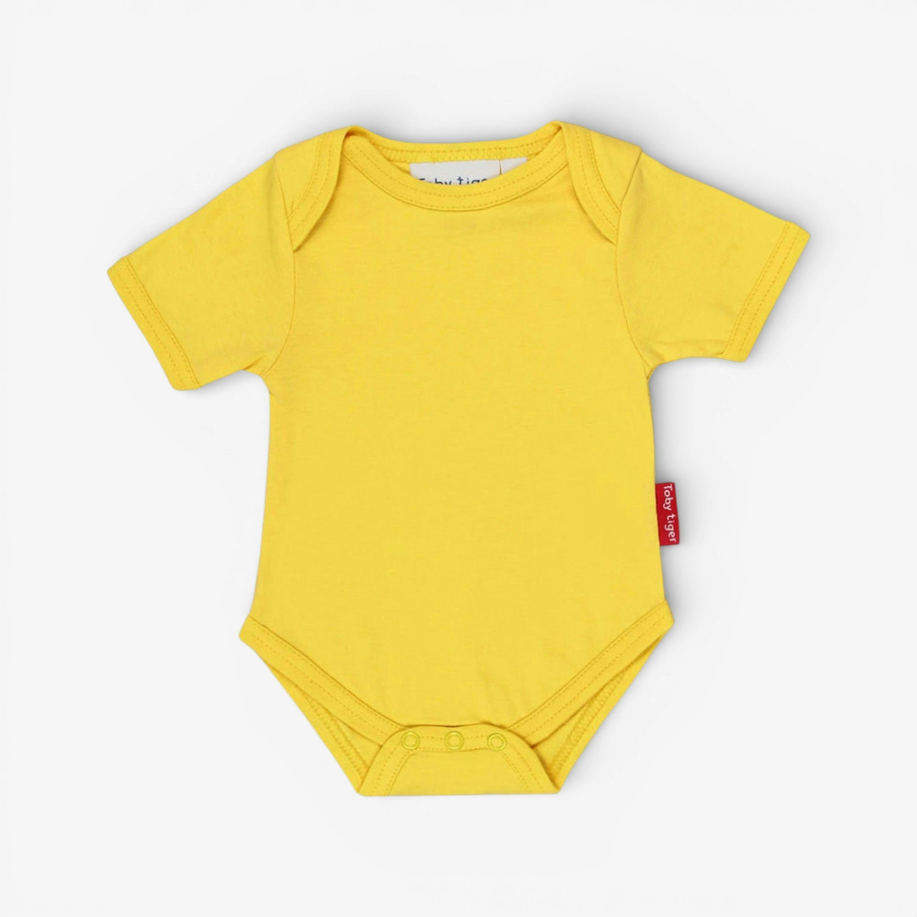 Organic Yellow Basic Short-Sleeved Baby Bodysuit , view 1 of 1