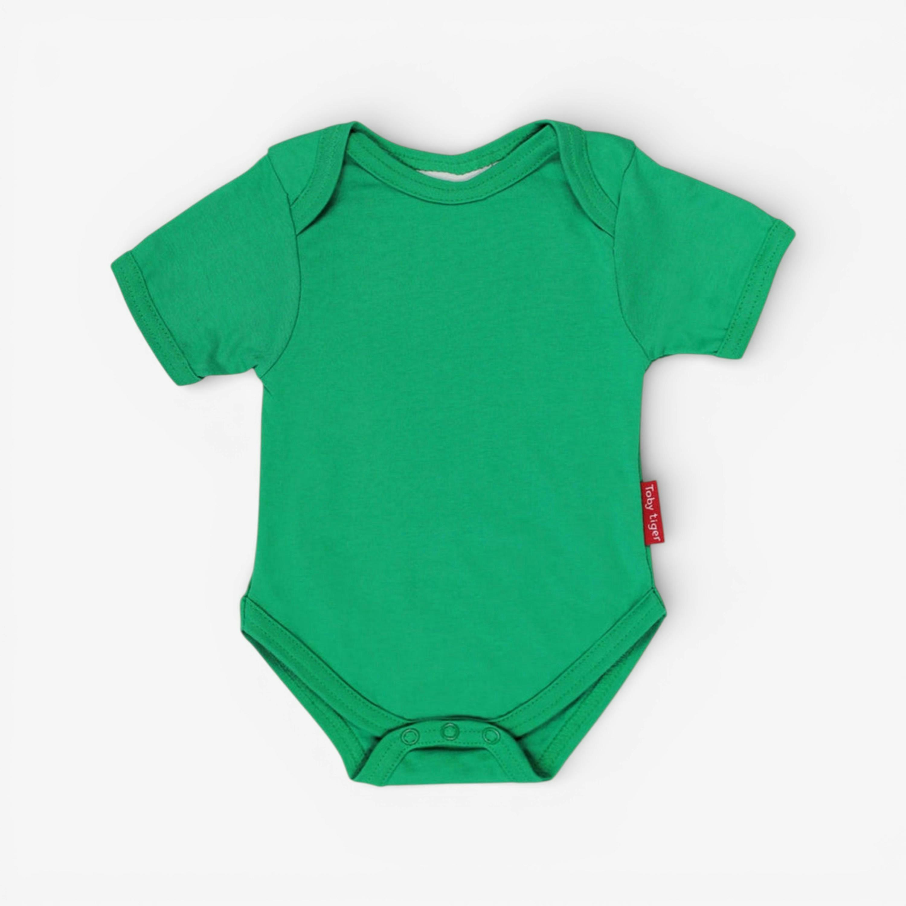 Organic Green Basic Short-Sleeved Baby Bodysuit , view 1 of 1