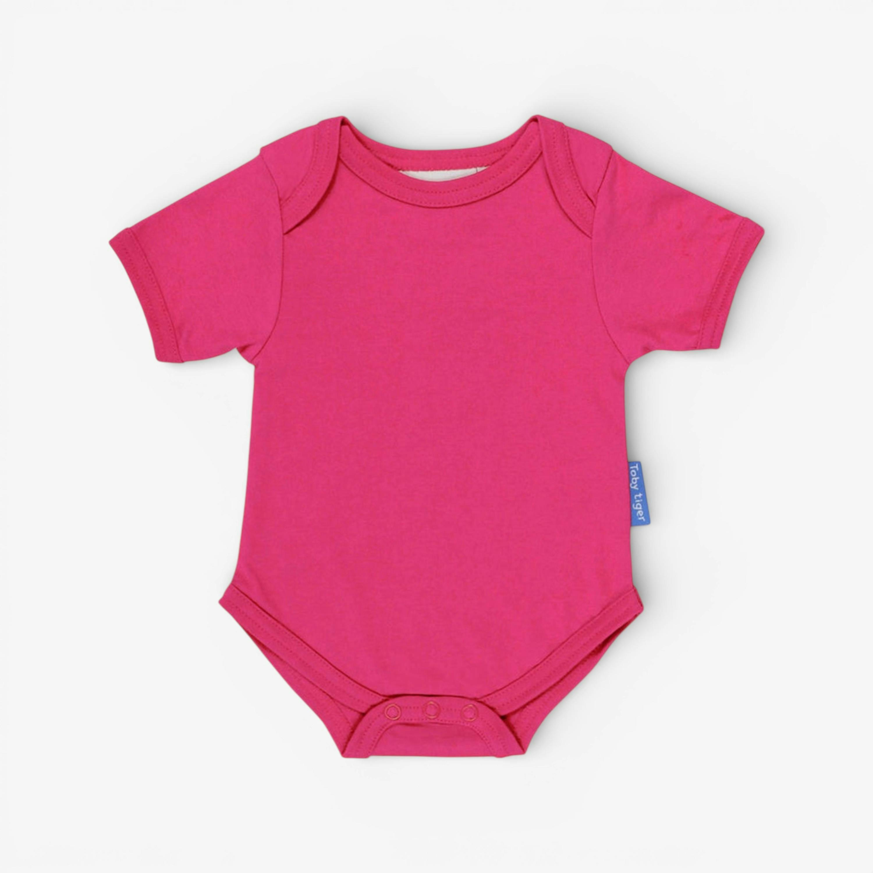 Organic Pink Basic Short-Sleeved Baby Bodysuit , view 1 of 1