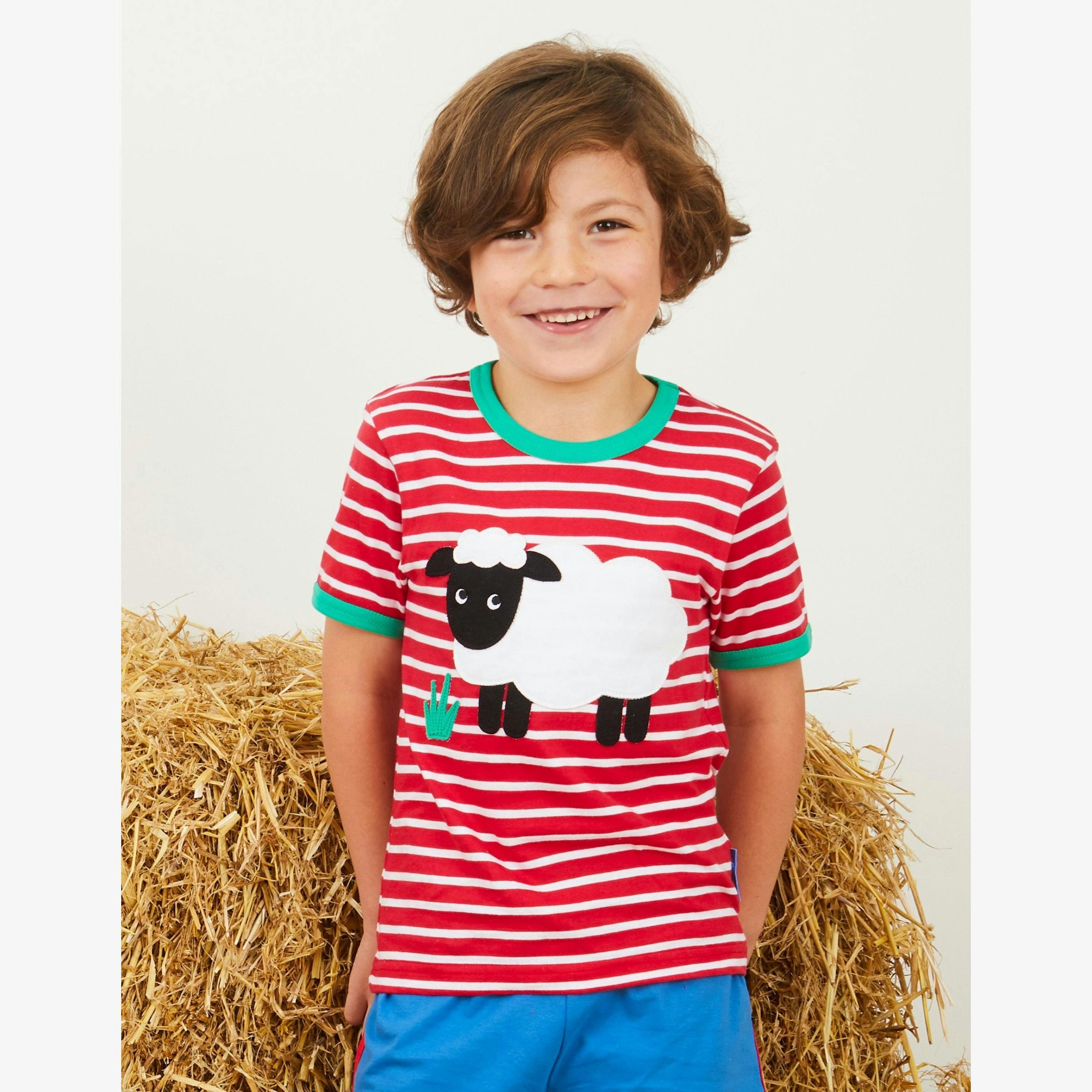 Organic Sheep Applique Short-Sleeved T-Shirt , view 2 of 2