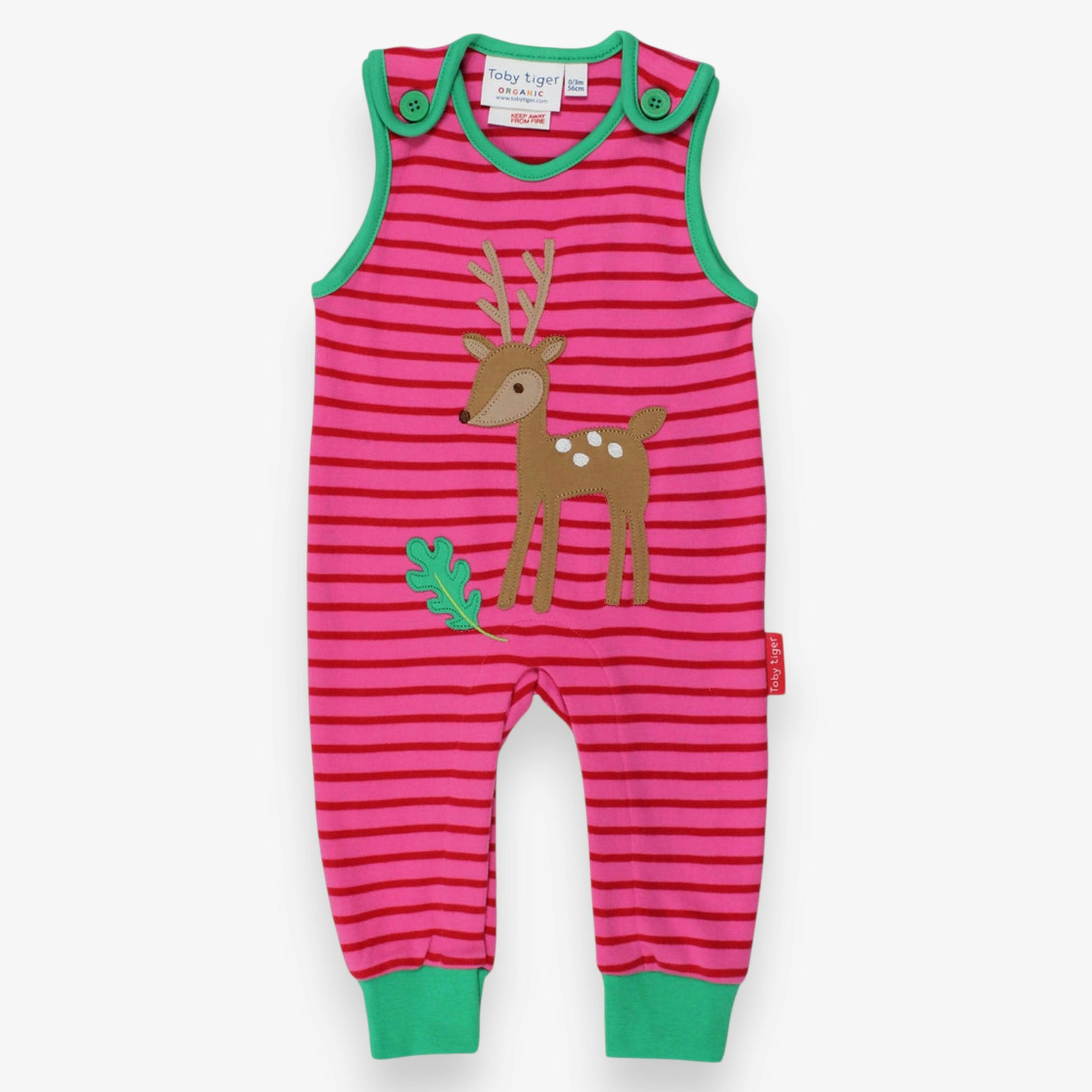 Organic Fawn Applique Slungarees , view 1 of 2