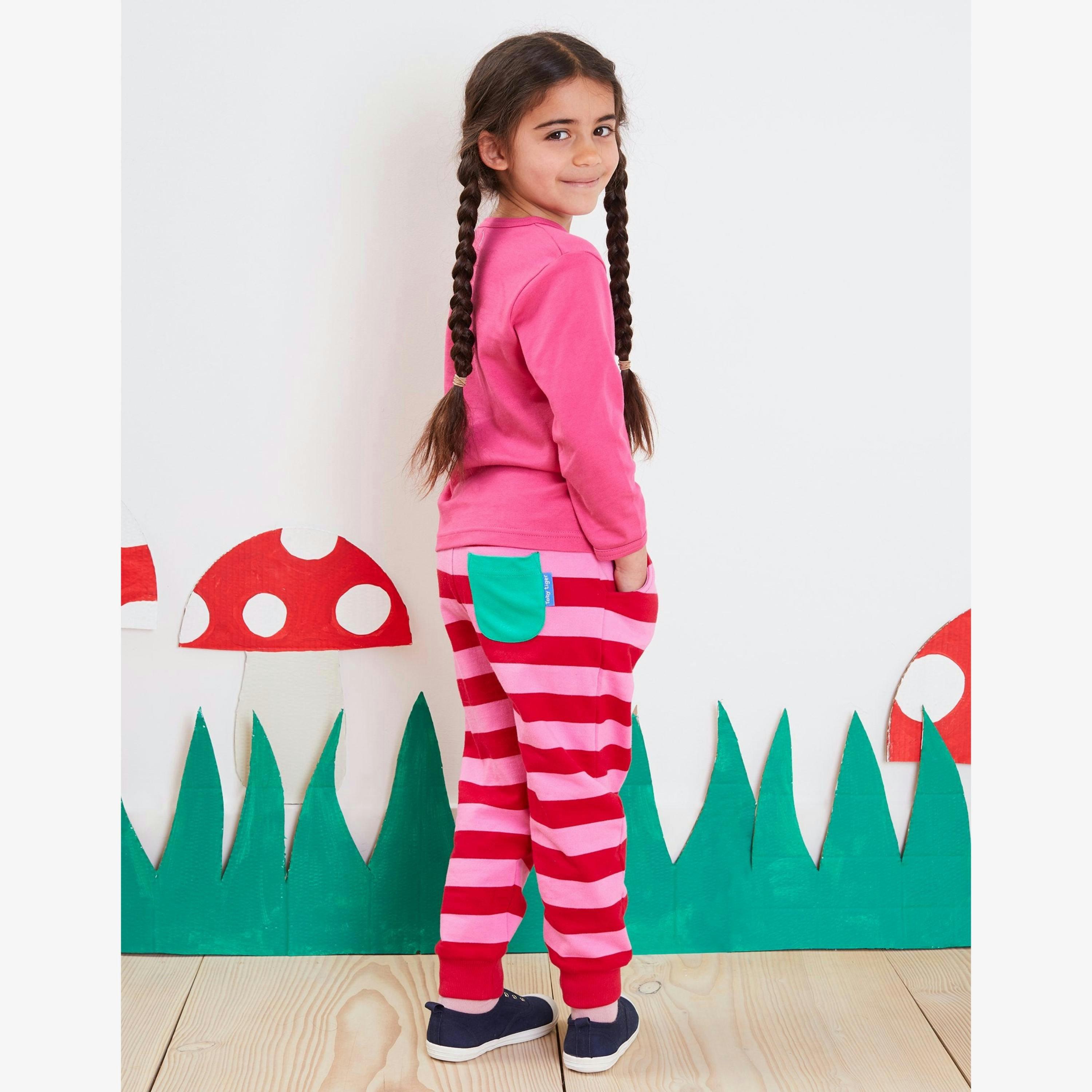 Organic Red Pink Striped Joggers , view 2 of 3