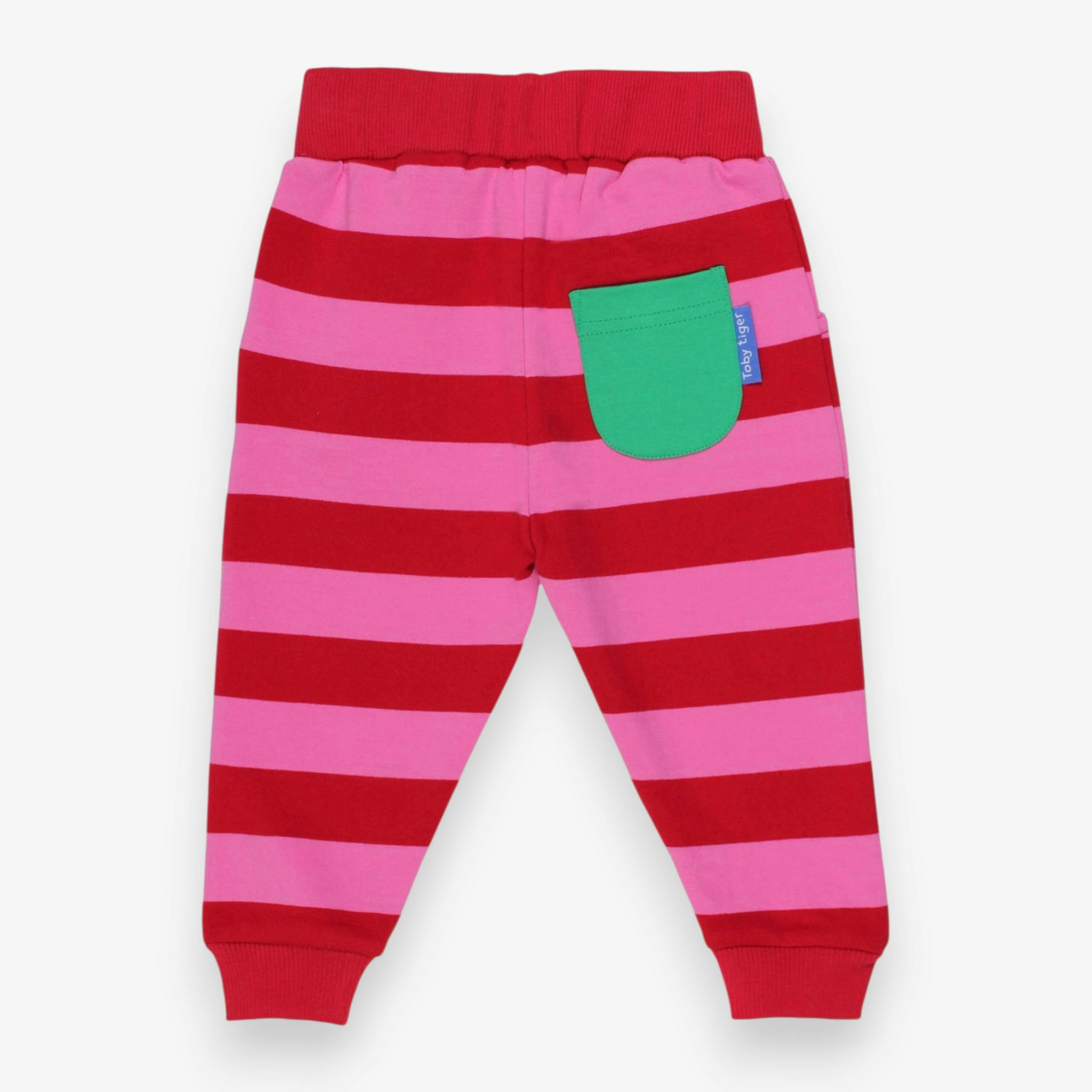 Organic Red Pink Striped Joggers , view 3 of 3