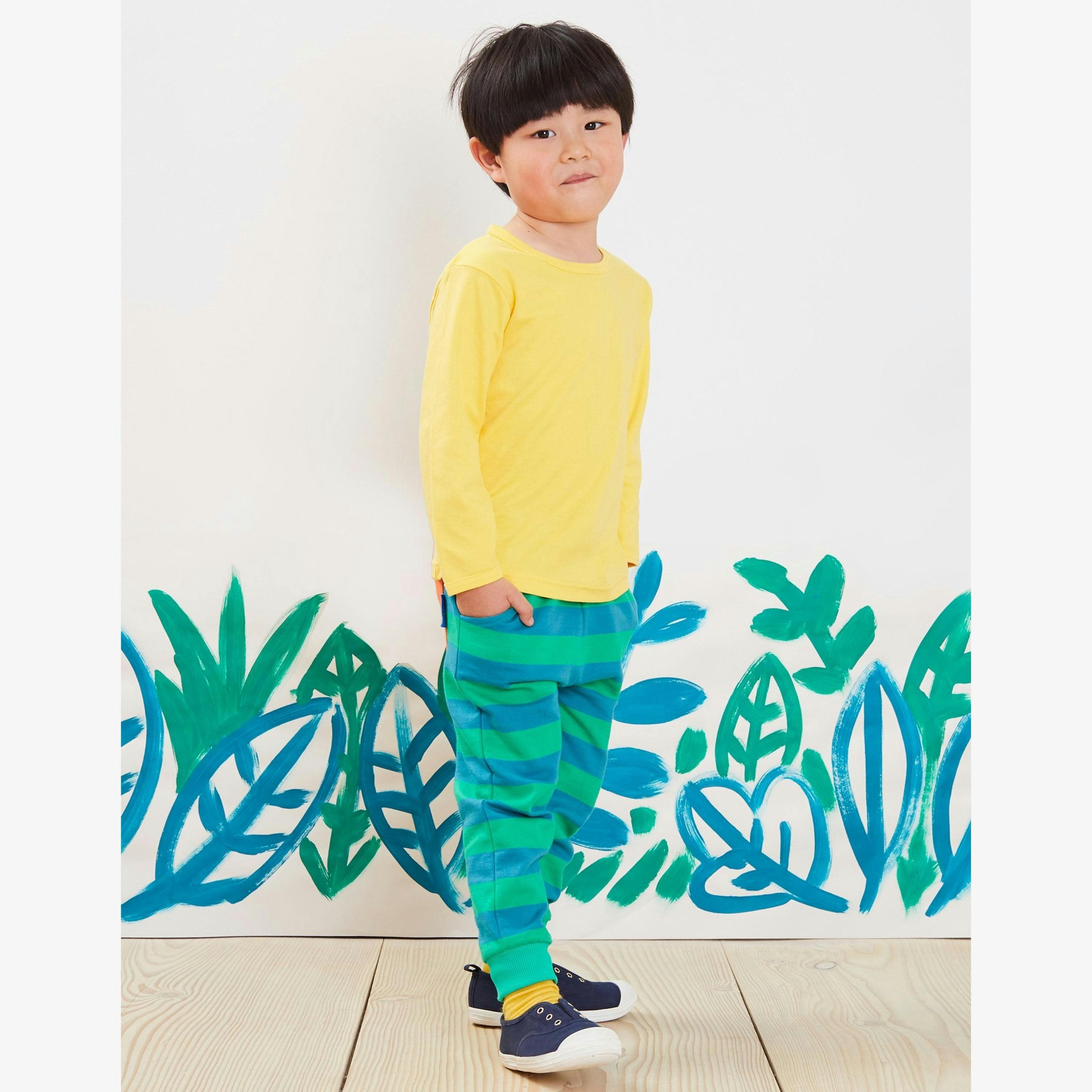 Organic Green Green Striped Joggers , view 2 of 3