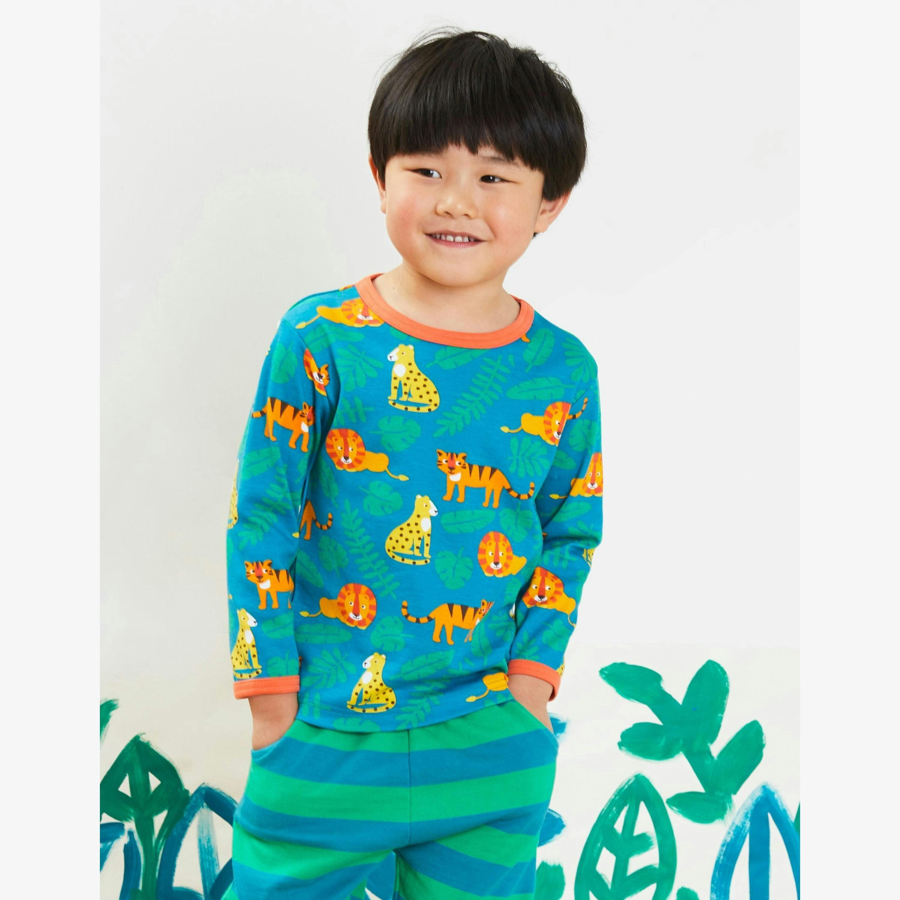 Organic Wild Cats Print Long-Sleeved T-Shirt , view 2 of 2