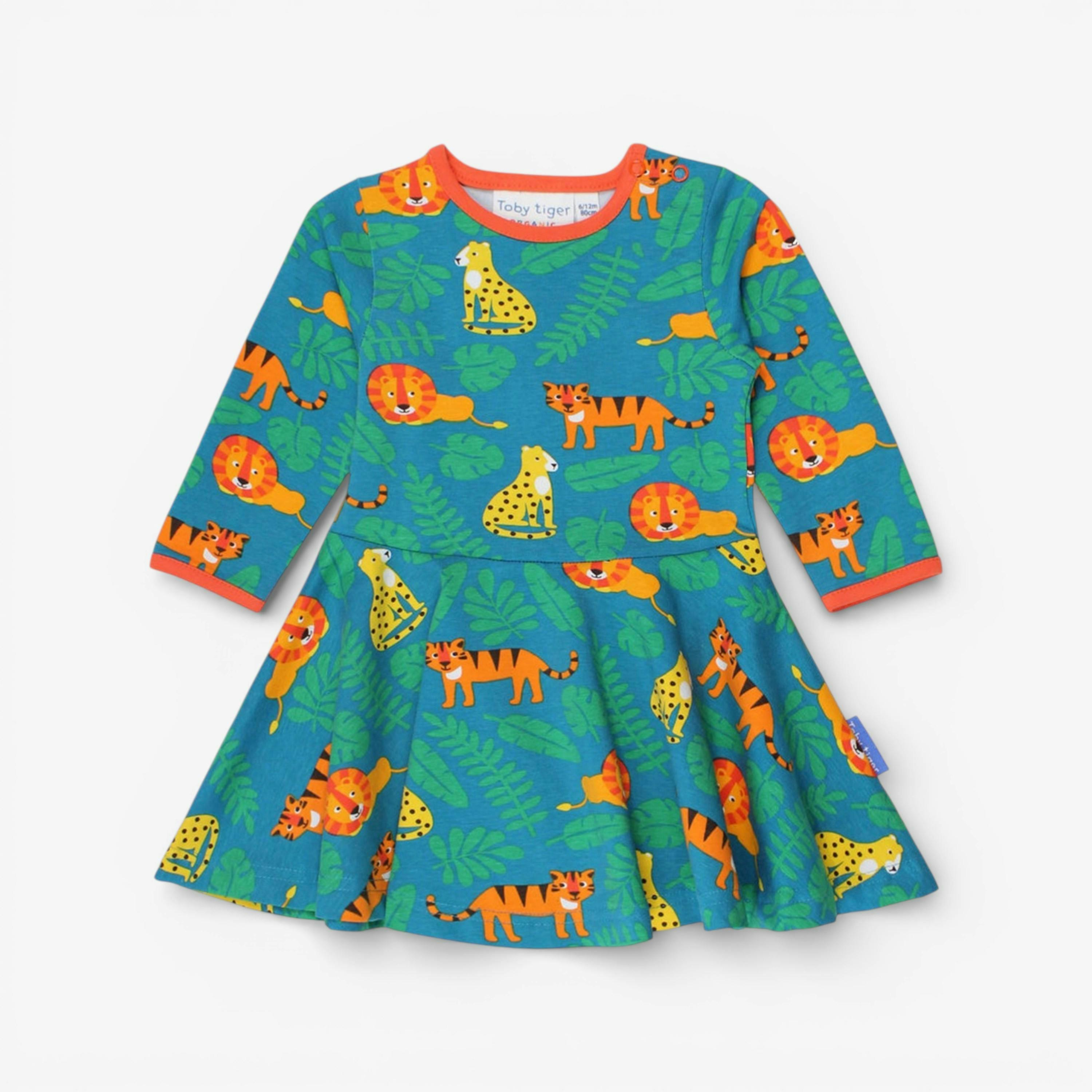 Organic Wild Cats Print Skater Dress , view 1 of 2