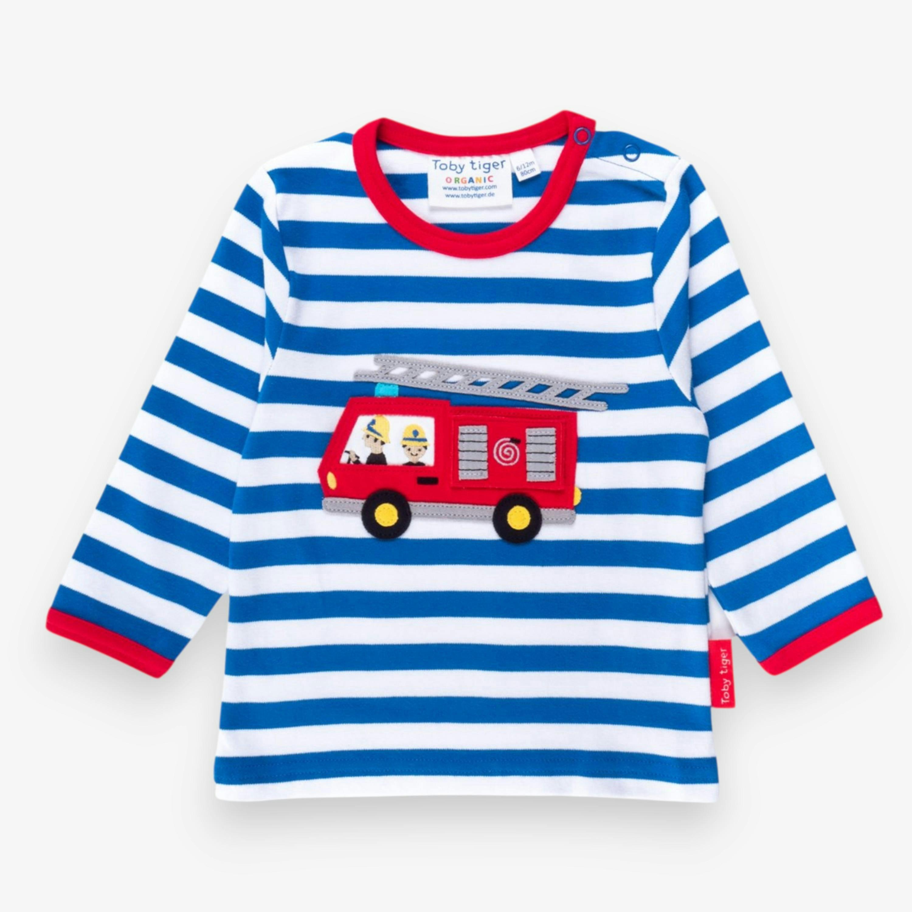 Organic Fire Engine Applique Long-Sleeved T-Shirt , view 1 of 4