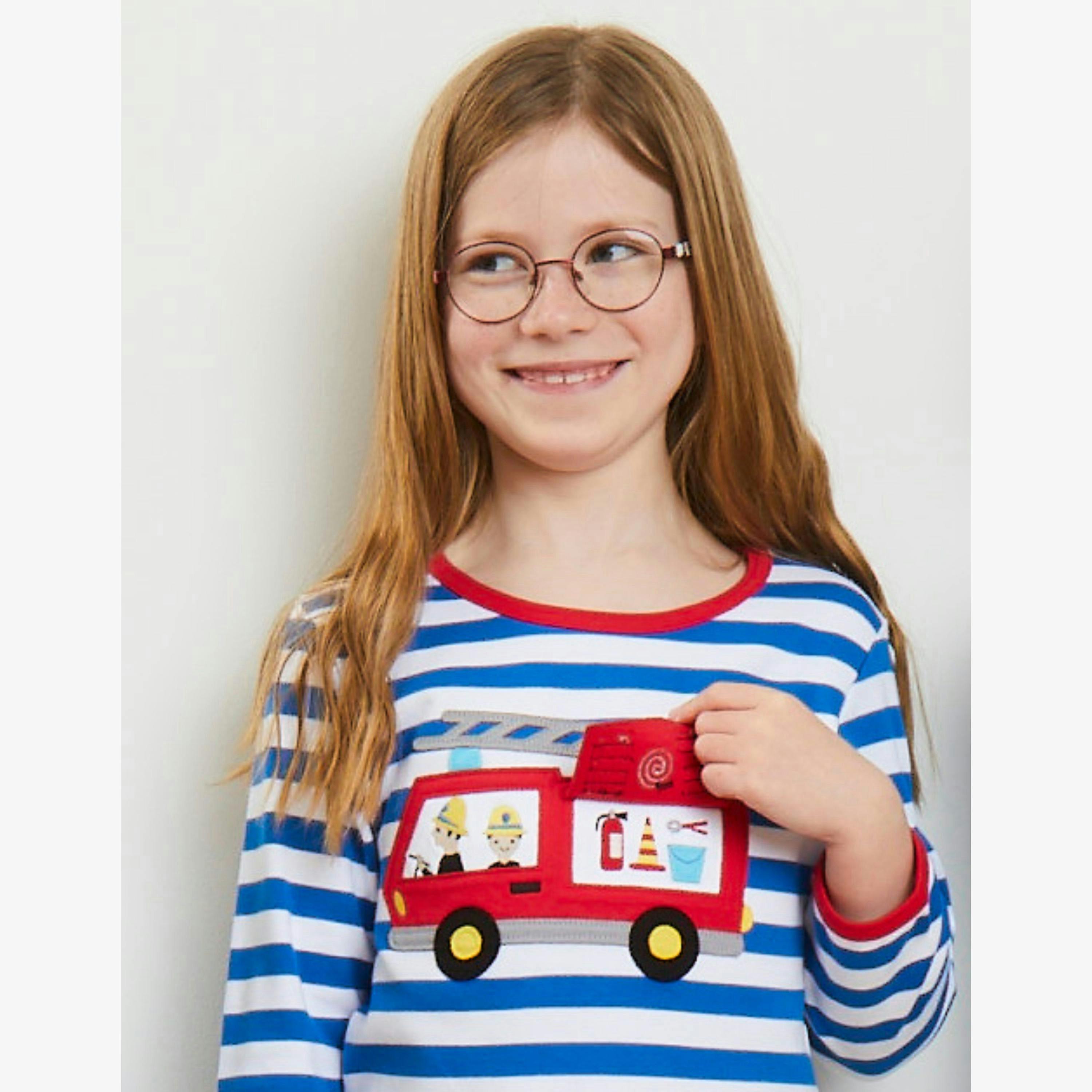 Organic Fire Engine Applique Long-Sleeved T-Shirt , view 2 of 4