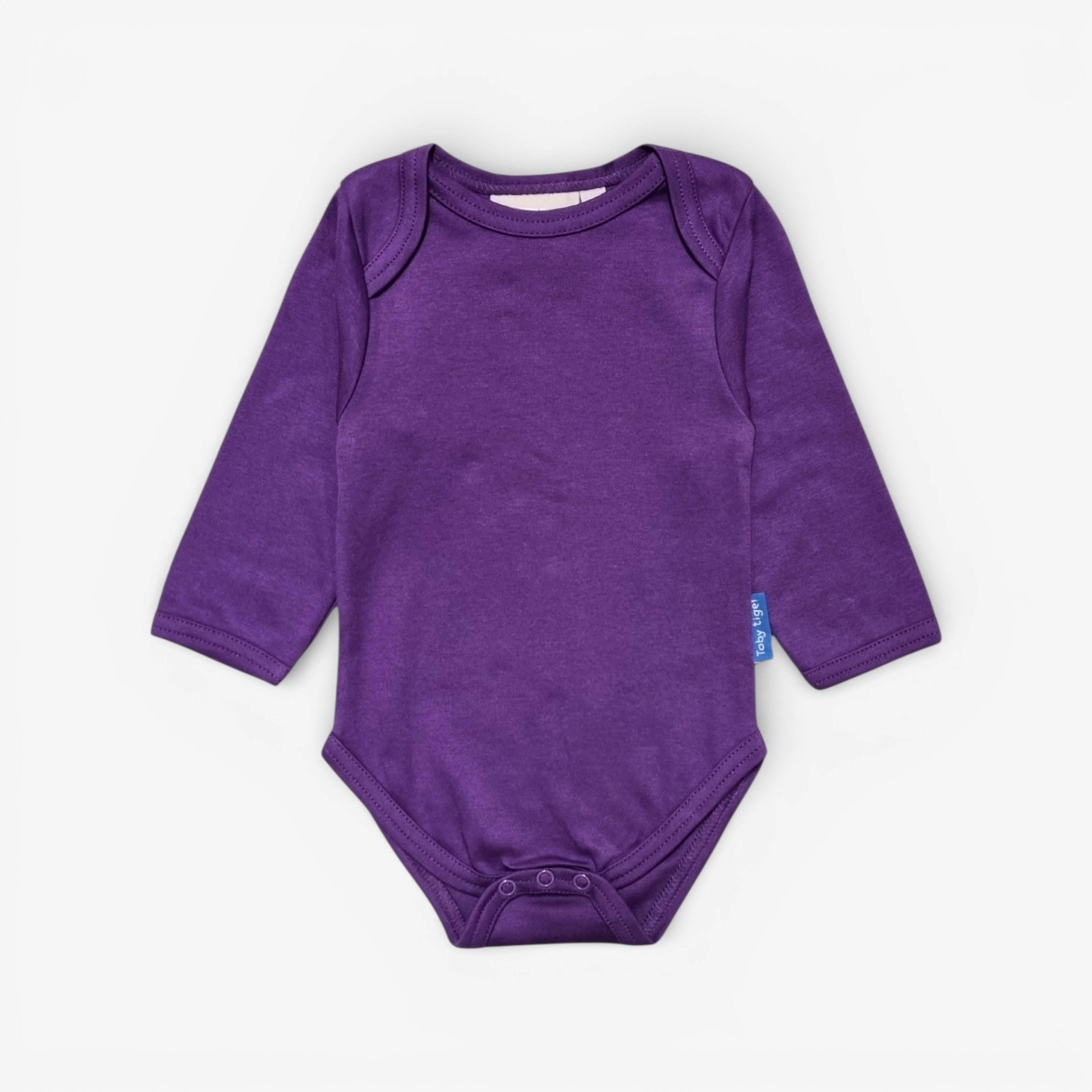 Organic Purple Basic Long-Sleeved Baby Bodysuit , view 1 of 1