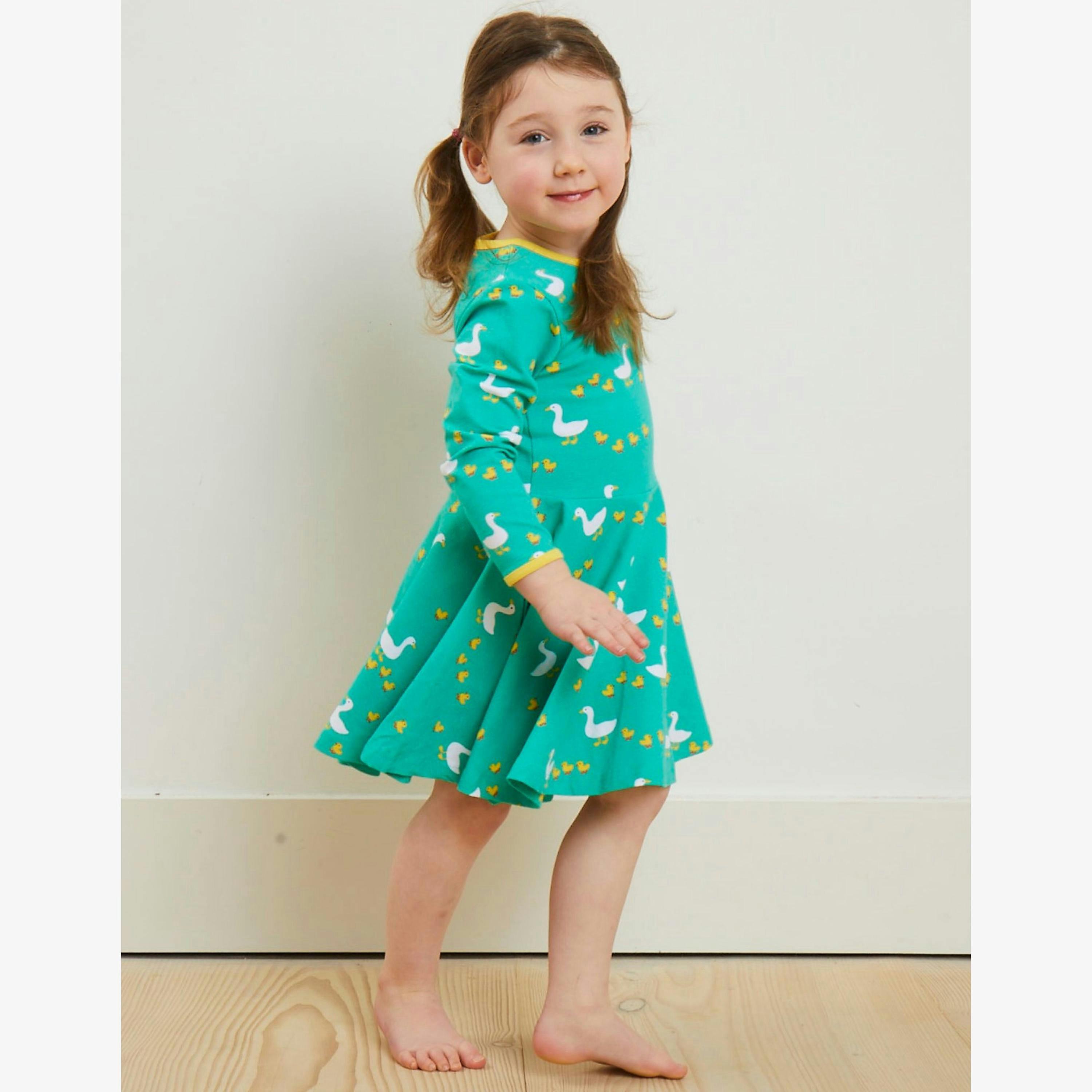 Organic Duck Print Skater Dress , view 2 of 2
