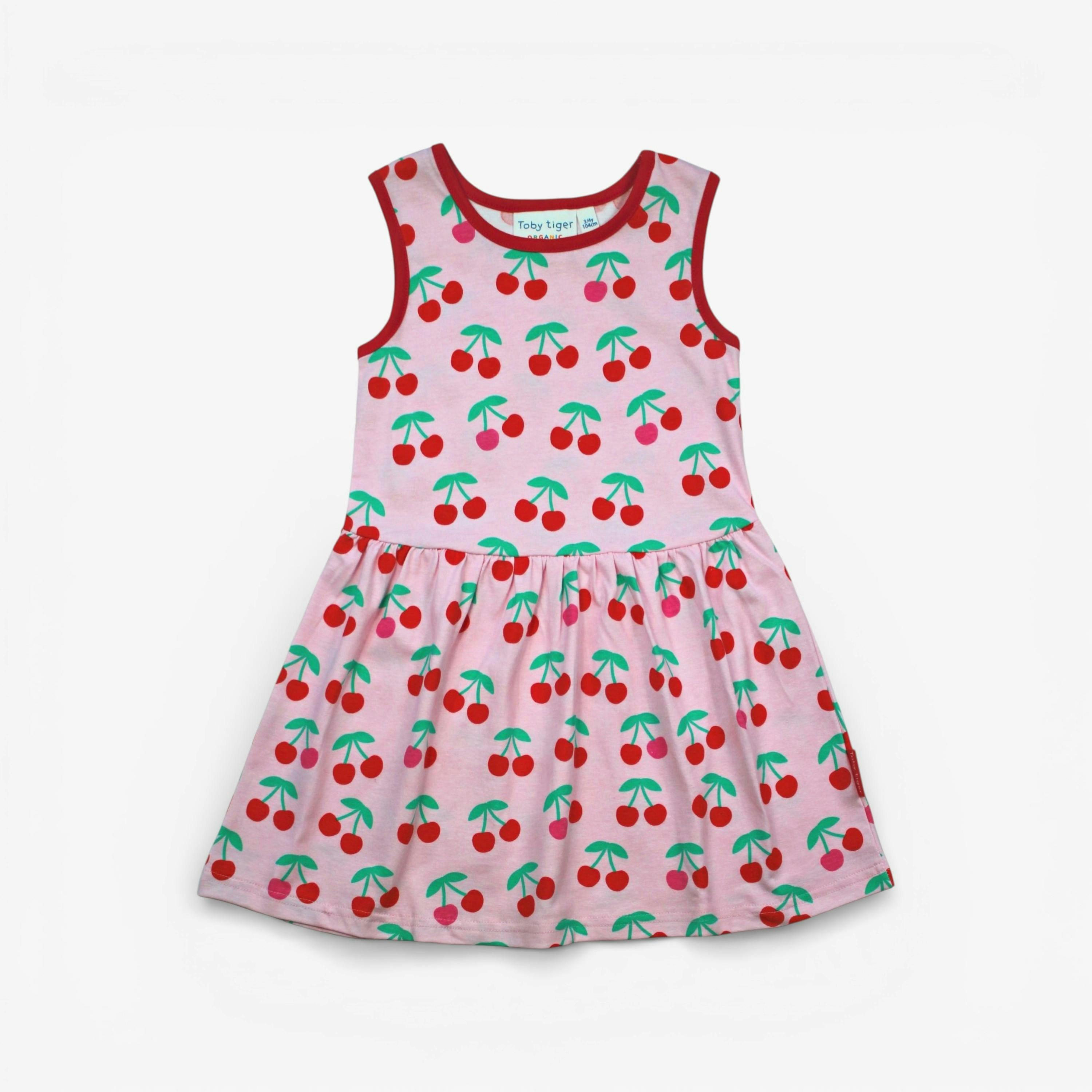 Organic Cherry Print Summer Dress , view 1 of 2