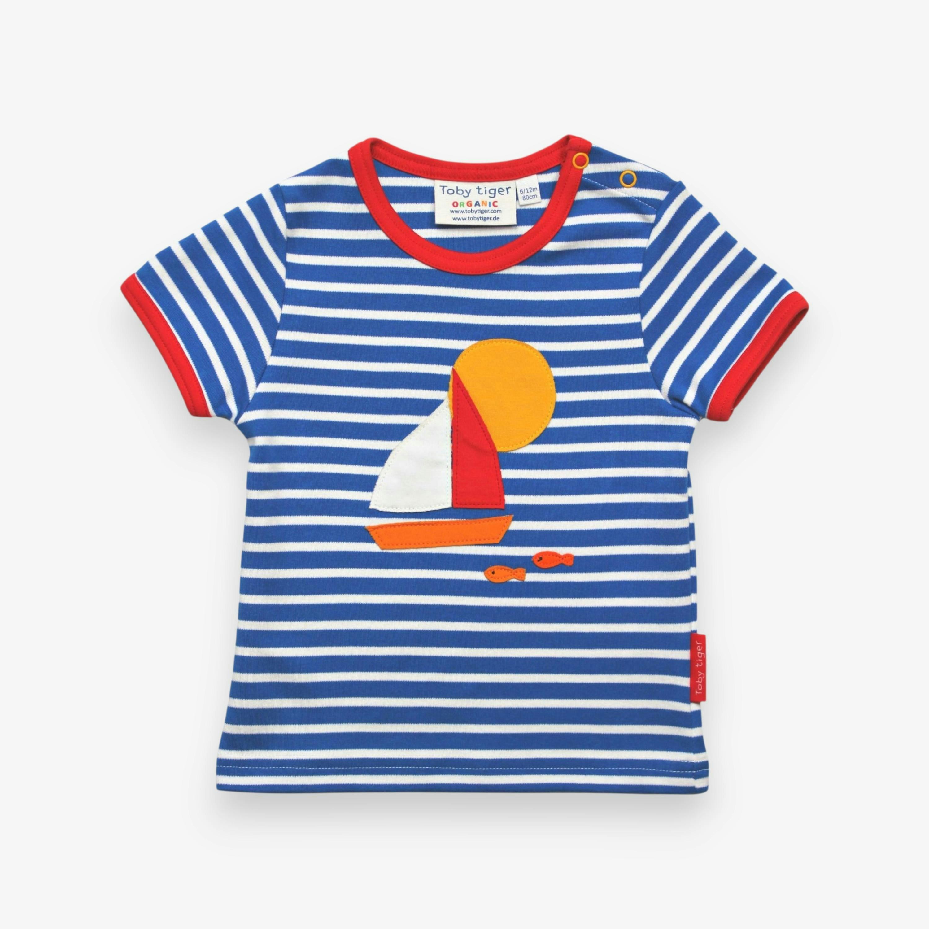 Organic Sailboat Applique Short-Sleeved T-Shirt , view 1 of 2