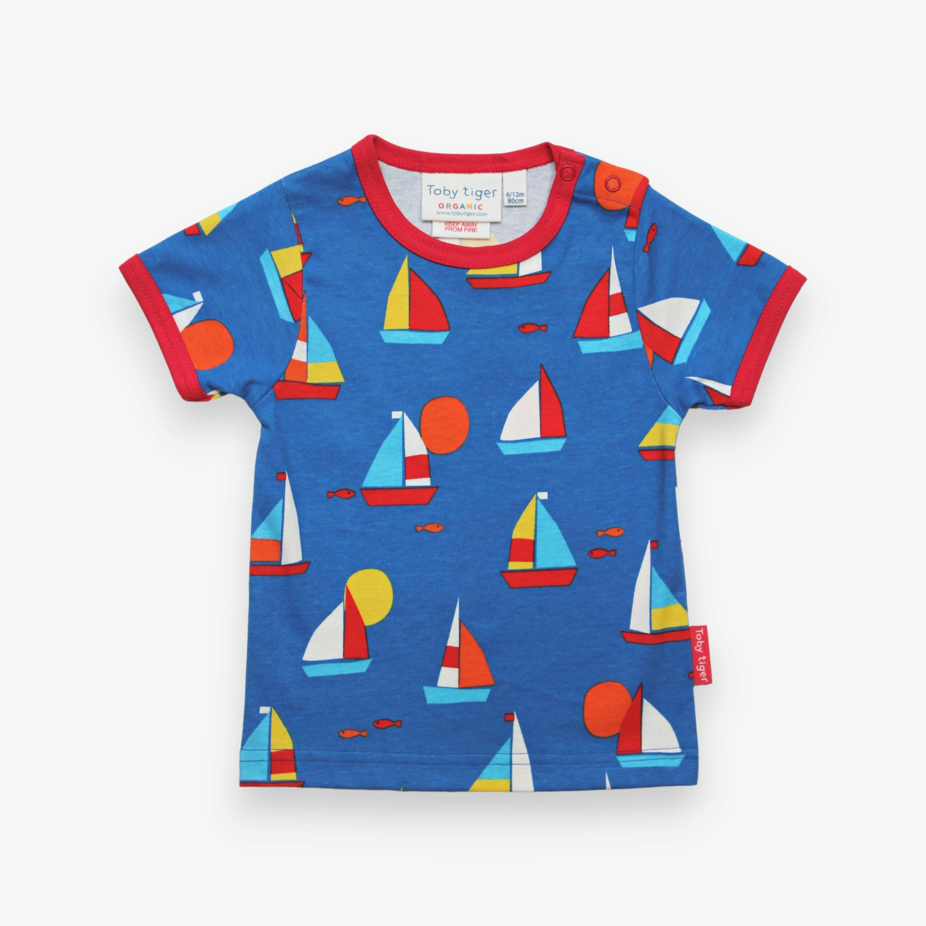 Organic Sailboat Print Short-Sleeved T-Shirt , view 1 of 1