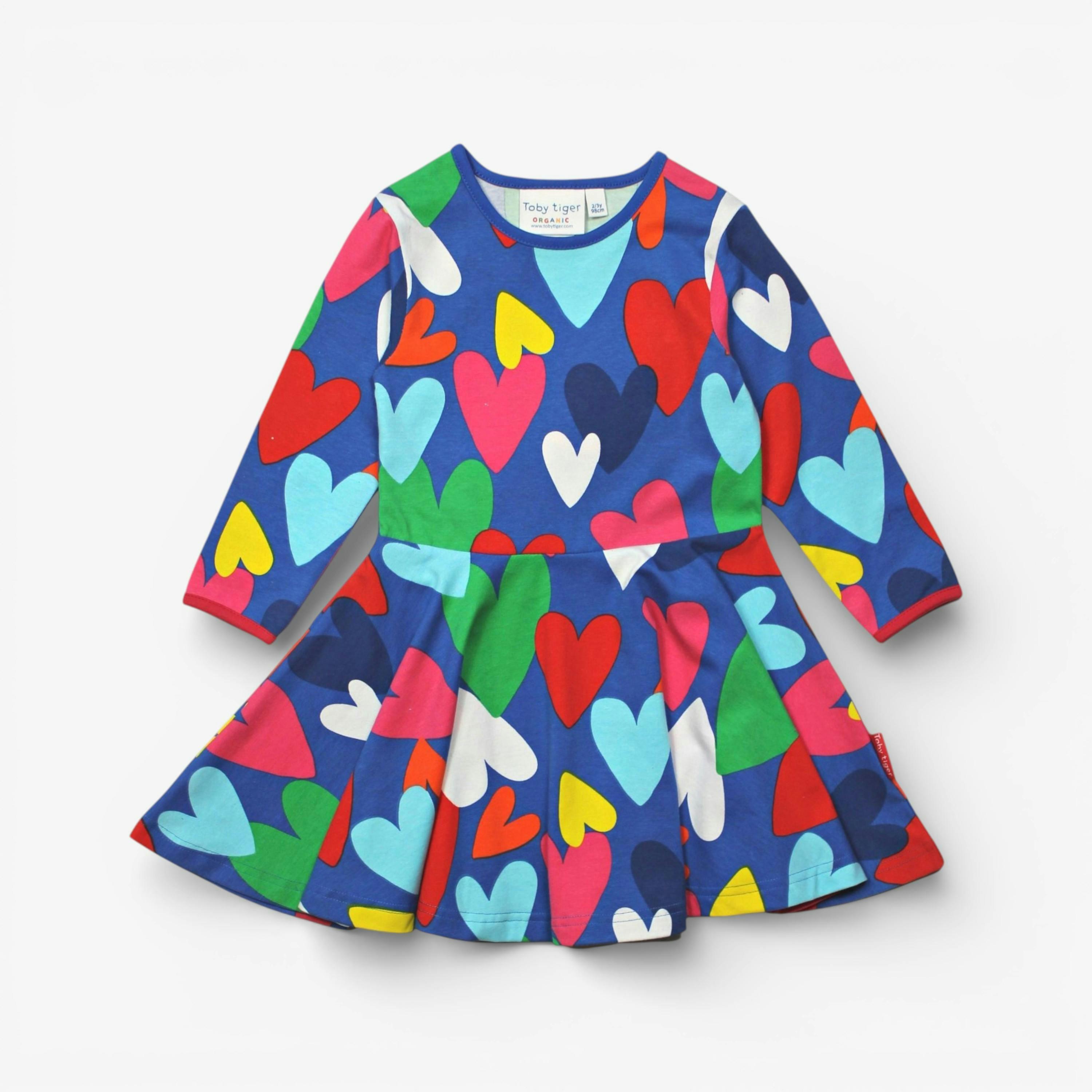 Organic Heart Print Long-Sleeved Skater Dress , view 1 of 1