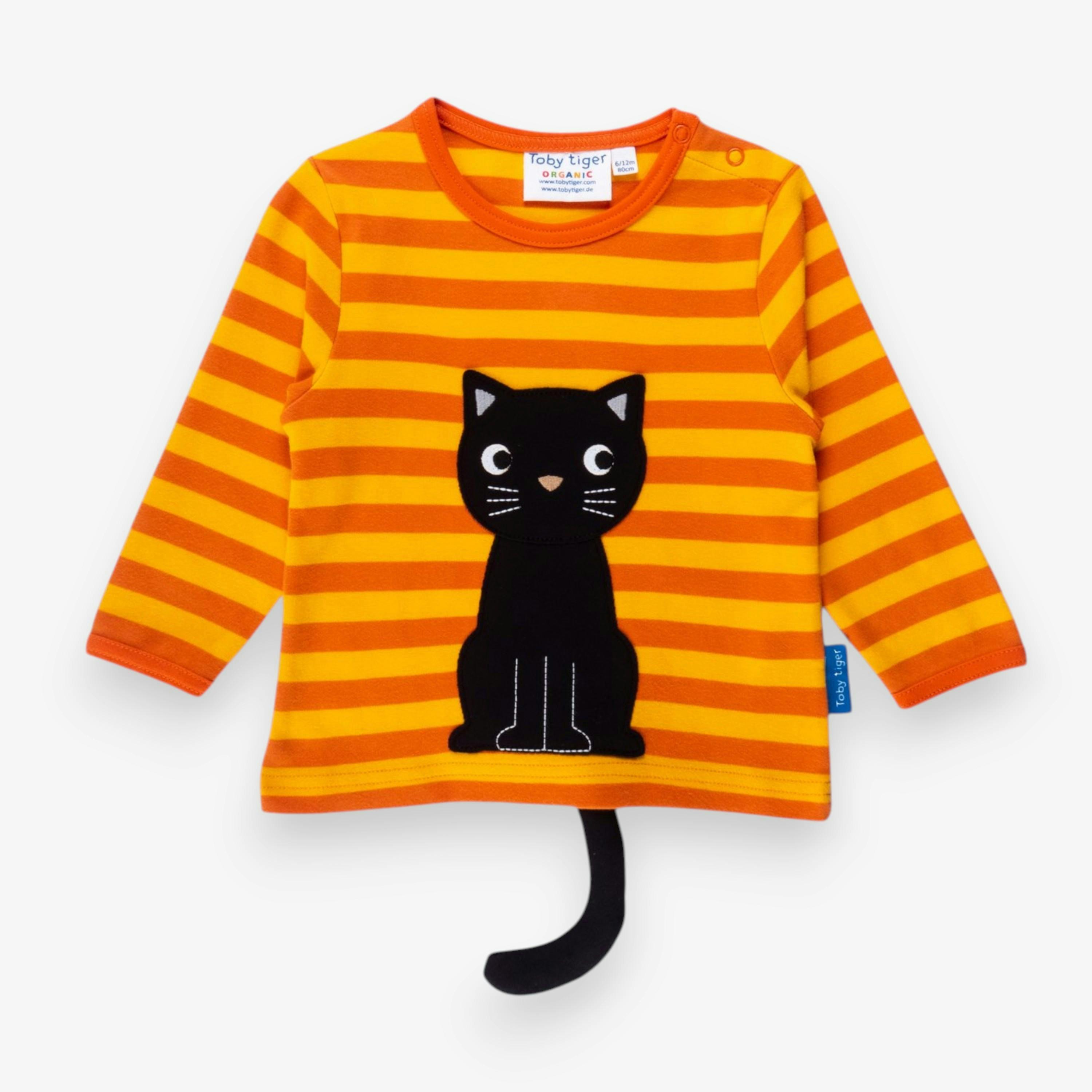 Organic Black Cat Applique T-Shirt , view 1 of 4