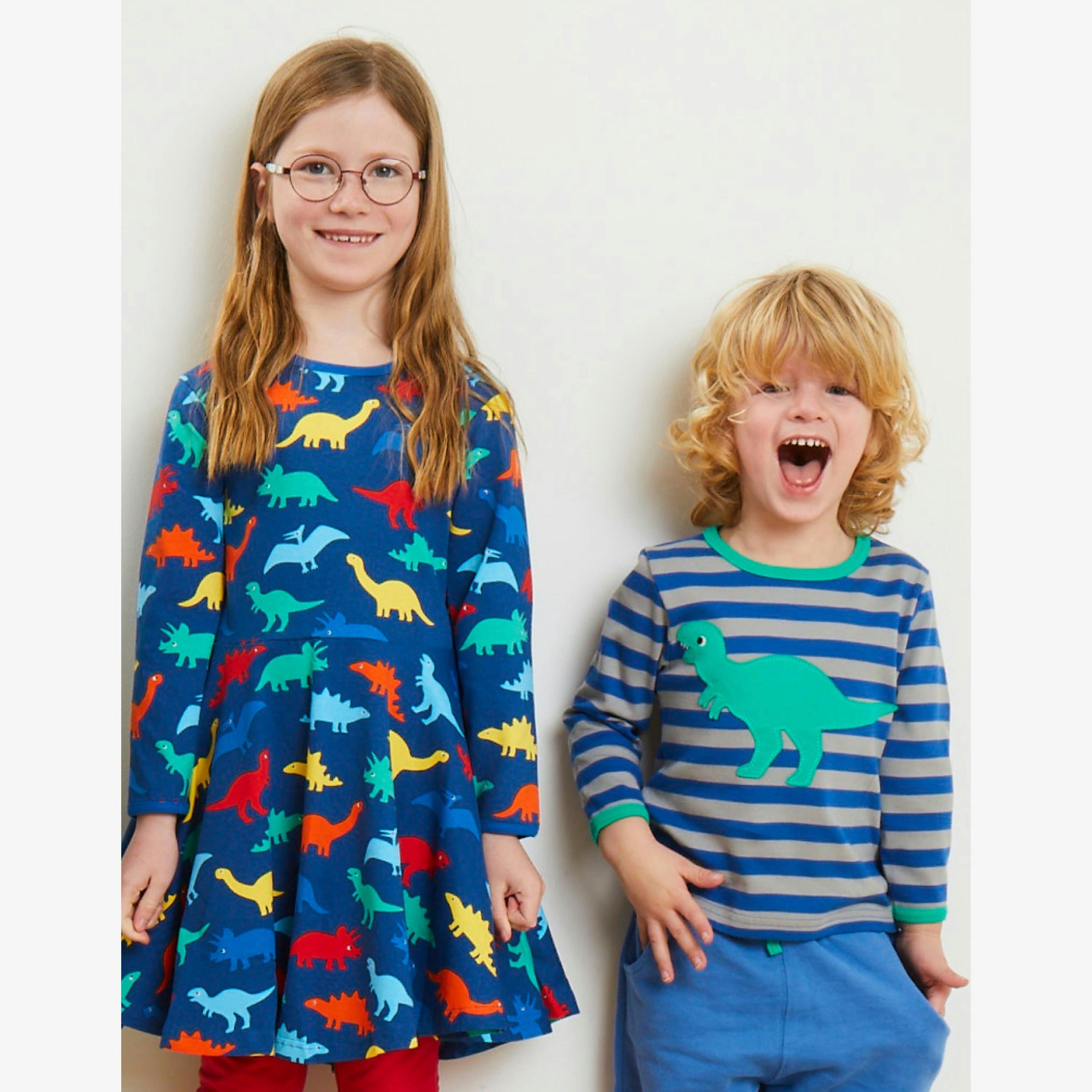 Organic T-Rex Applique Long-Sleeved T-shirt , view 2 of 3