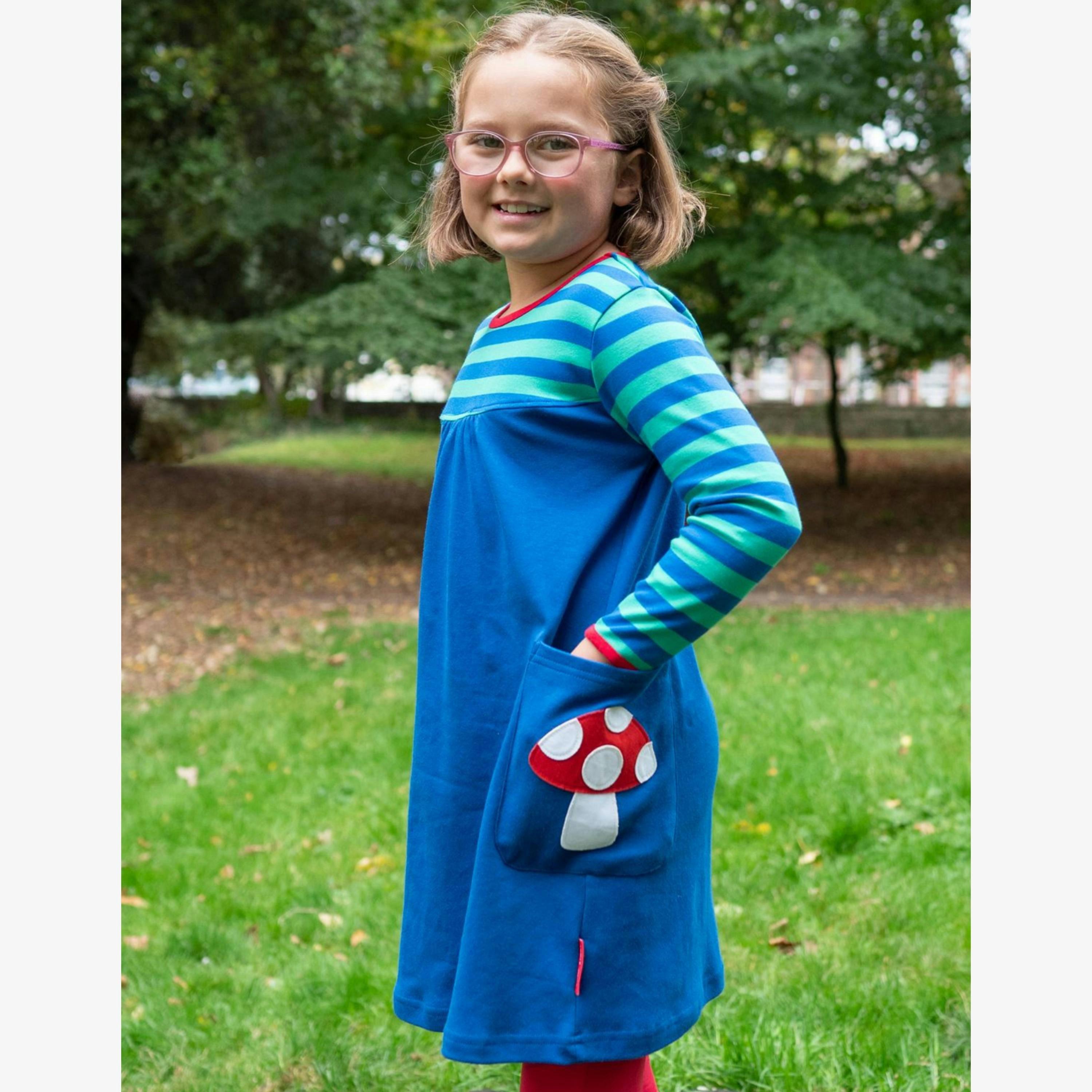Organic Floral Mushroom Applique Dress , view 2 of 3