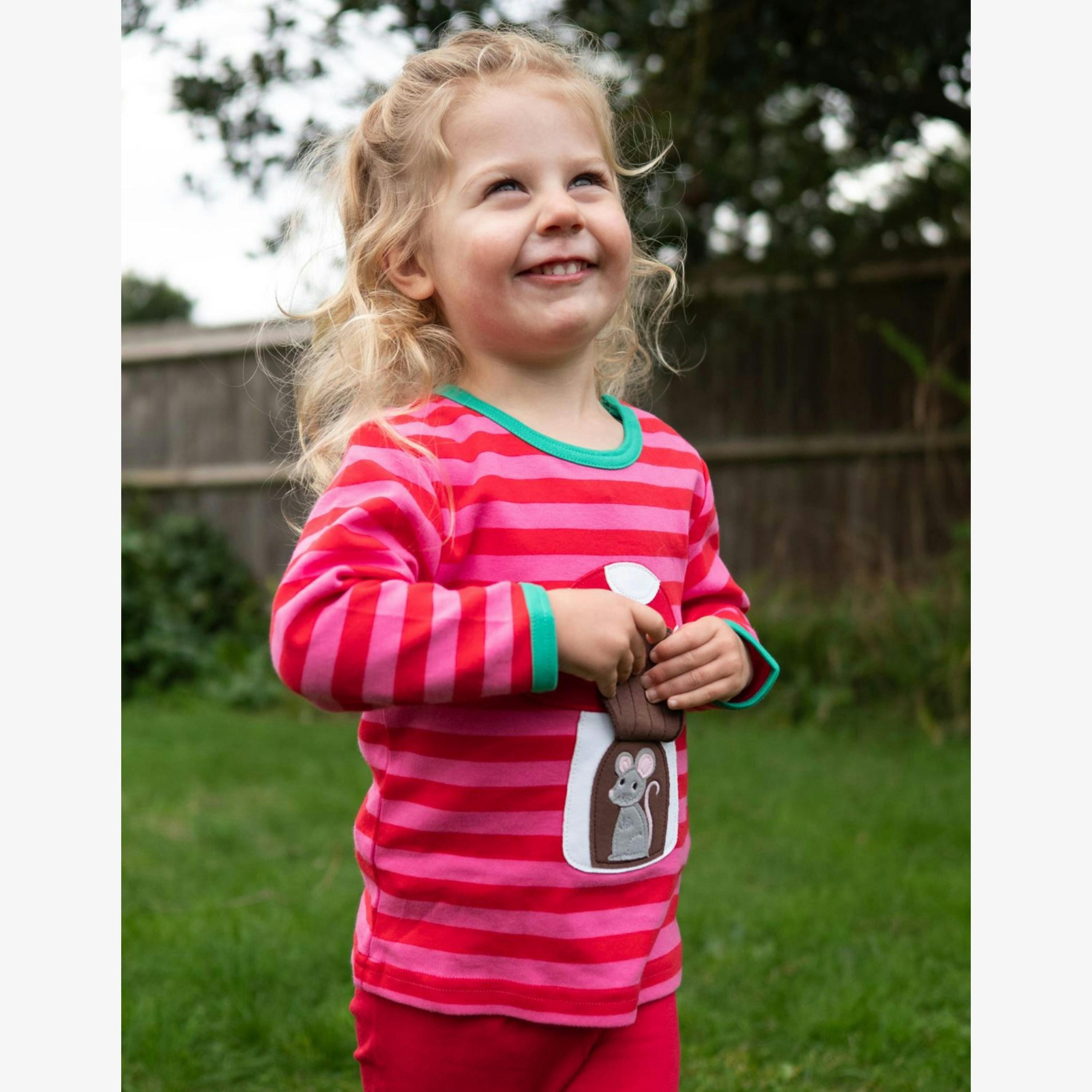 Organic Mouse and Mushroom Applique Long-Sleeved T-Shirt , view 2 of 4