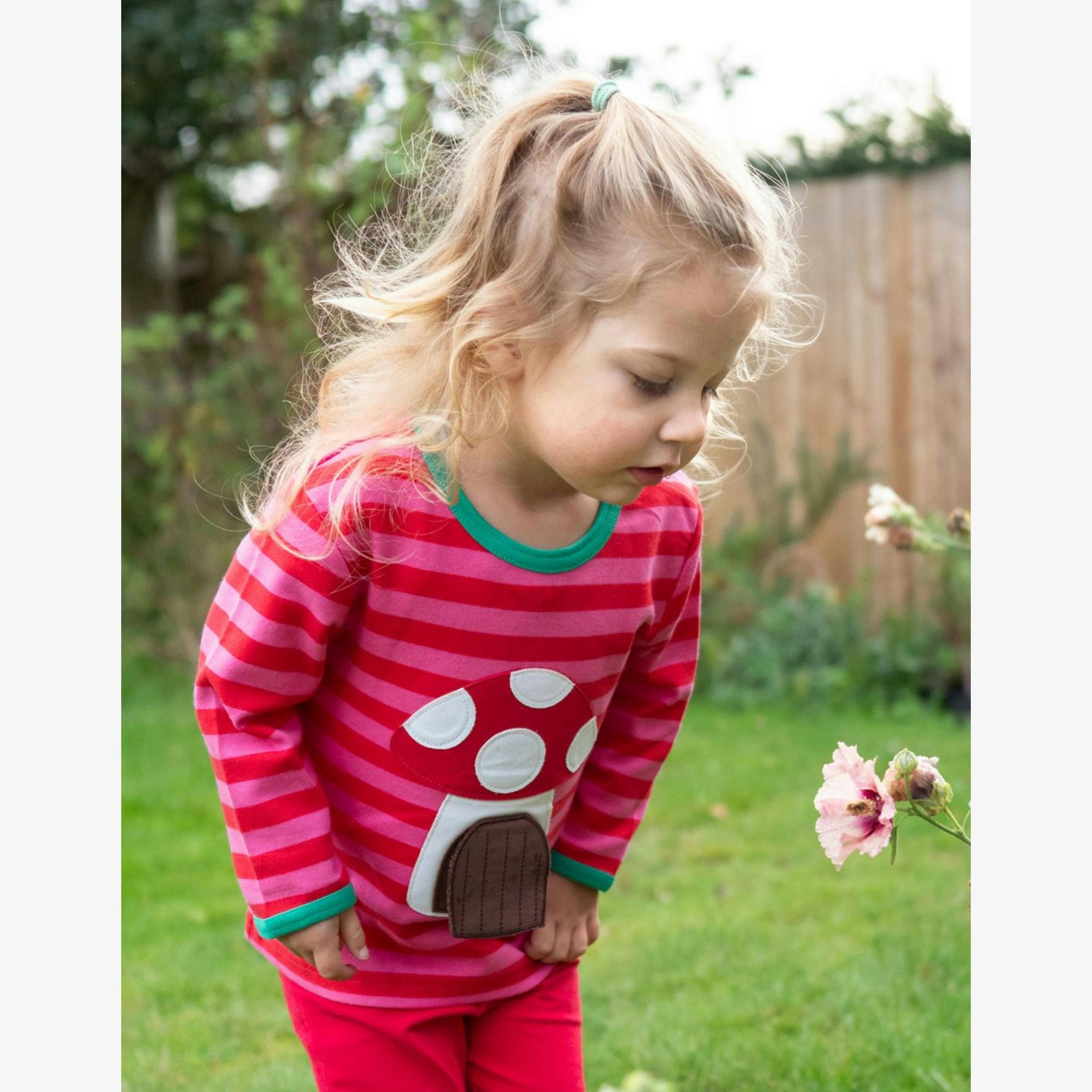 Organic Mouse and Mushroom Applique Long-Sleeved T-Shirt , view 3 of 4