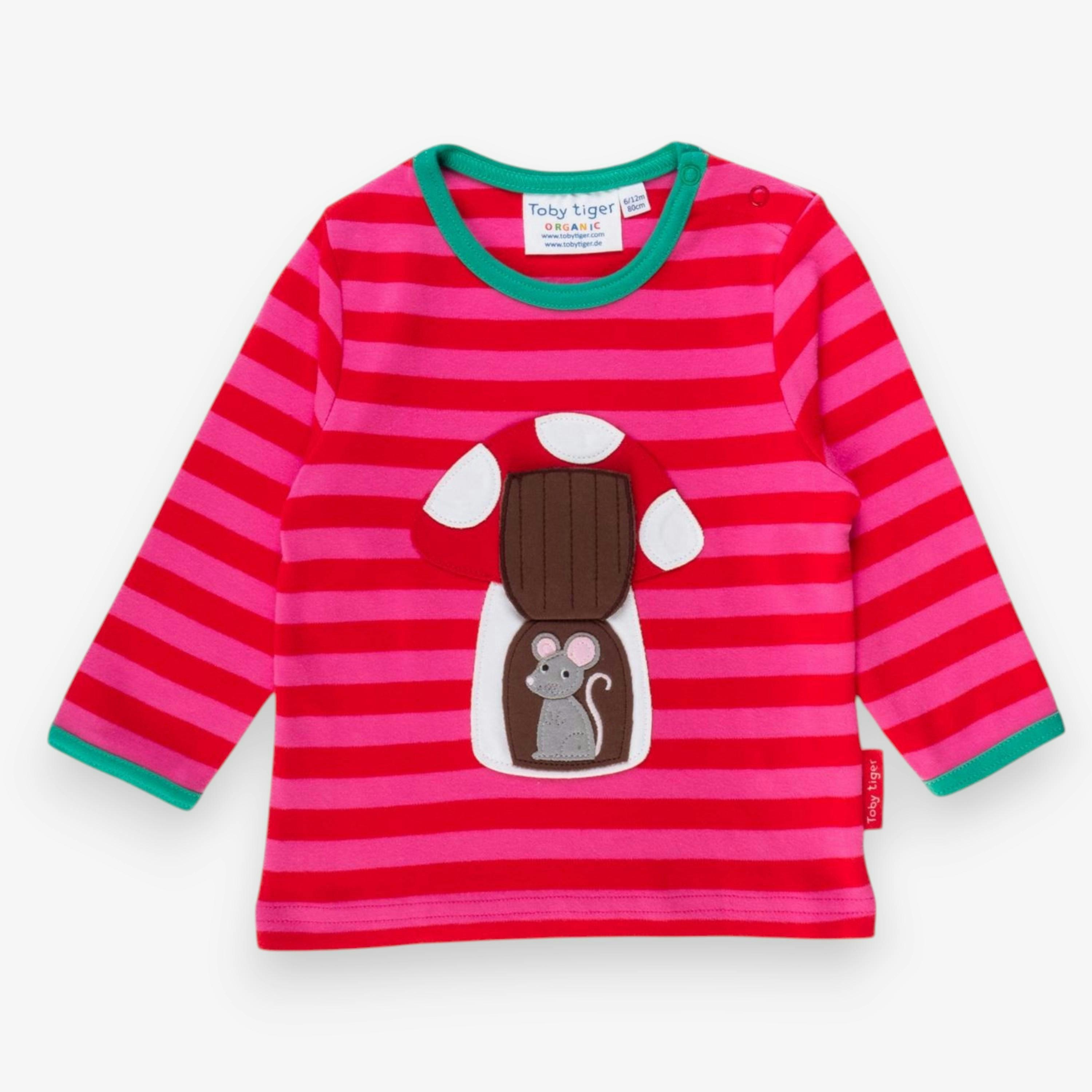 Organic Mouse and Mushroom Applique Long-Sleeved T-Shirt , view 4 of 4