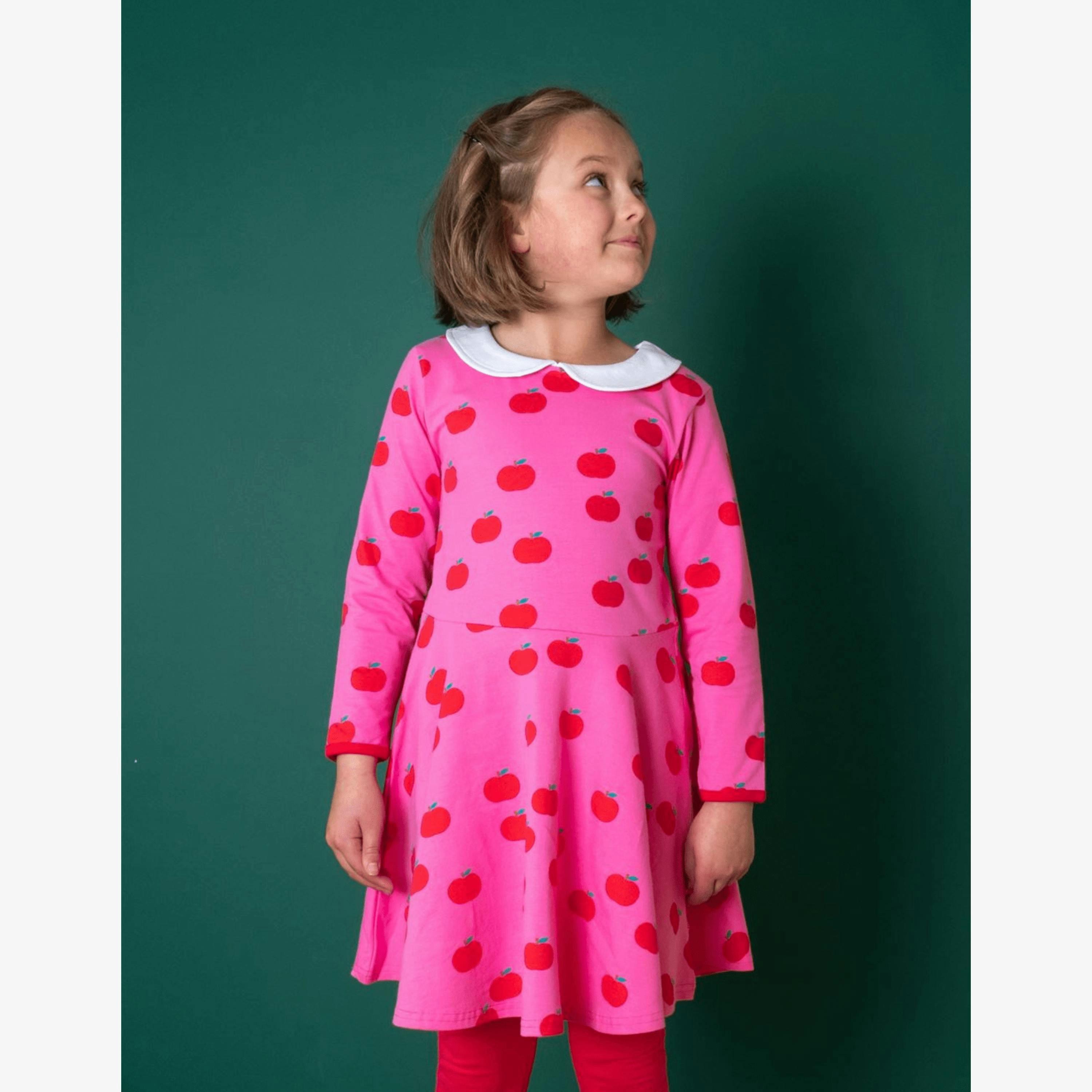 Organic Apple Print Long-Sleeved Skater Dress , view 1 of 3