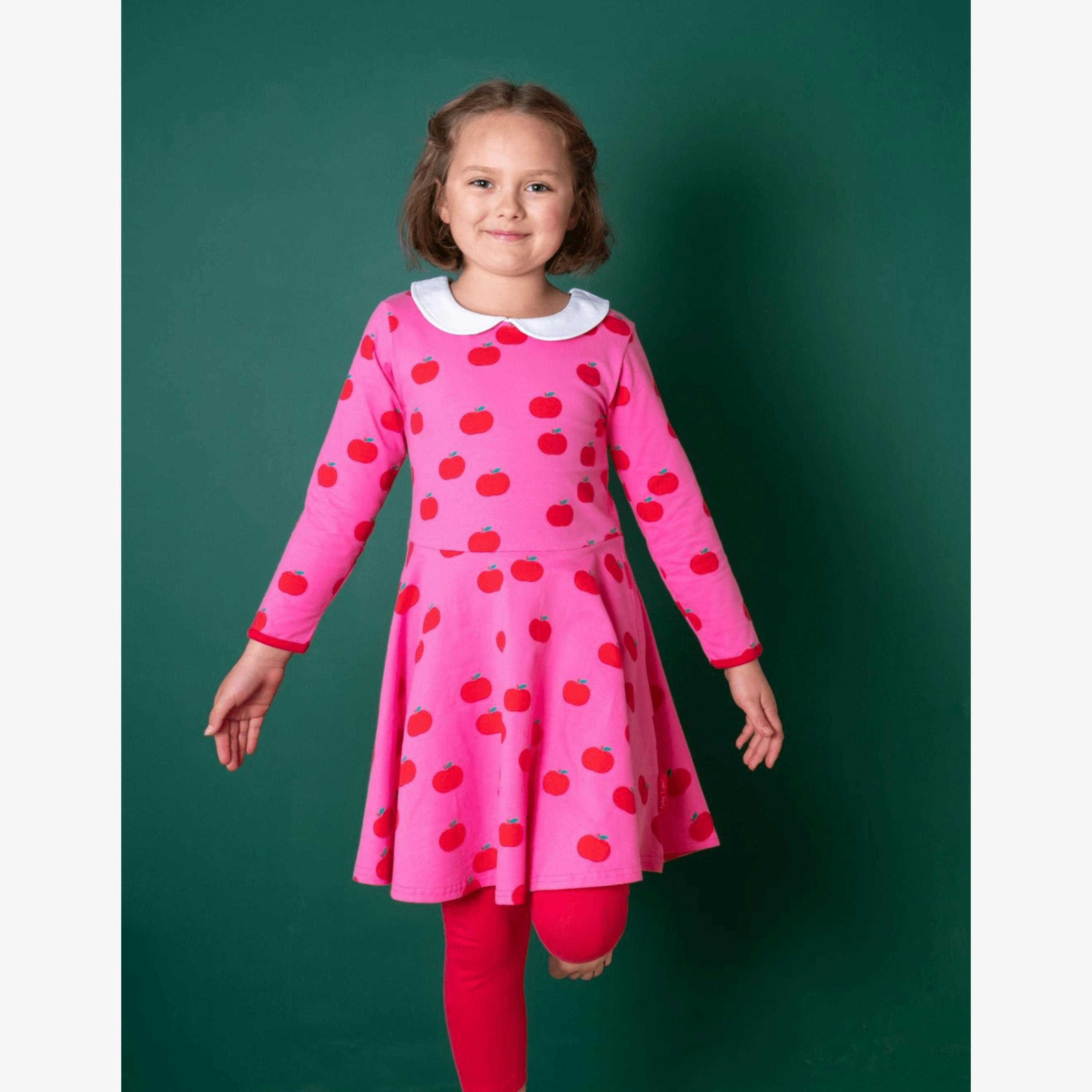 Organic Apple Print Long-Sleeved Skater Dress , view 2 of 3