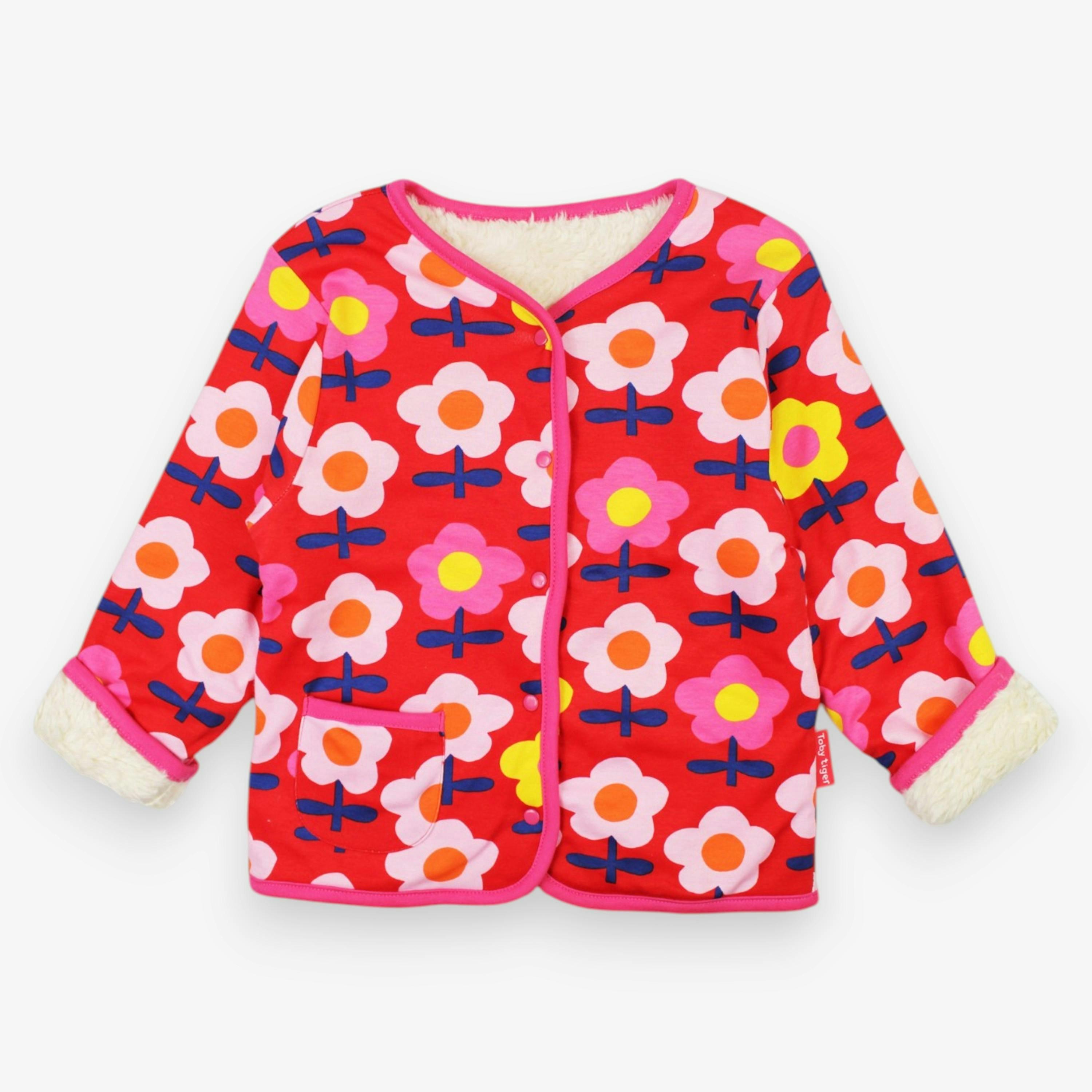 Organic Pink Flower Print Reversible Jacket , view 1 of 1