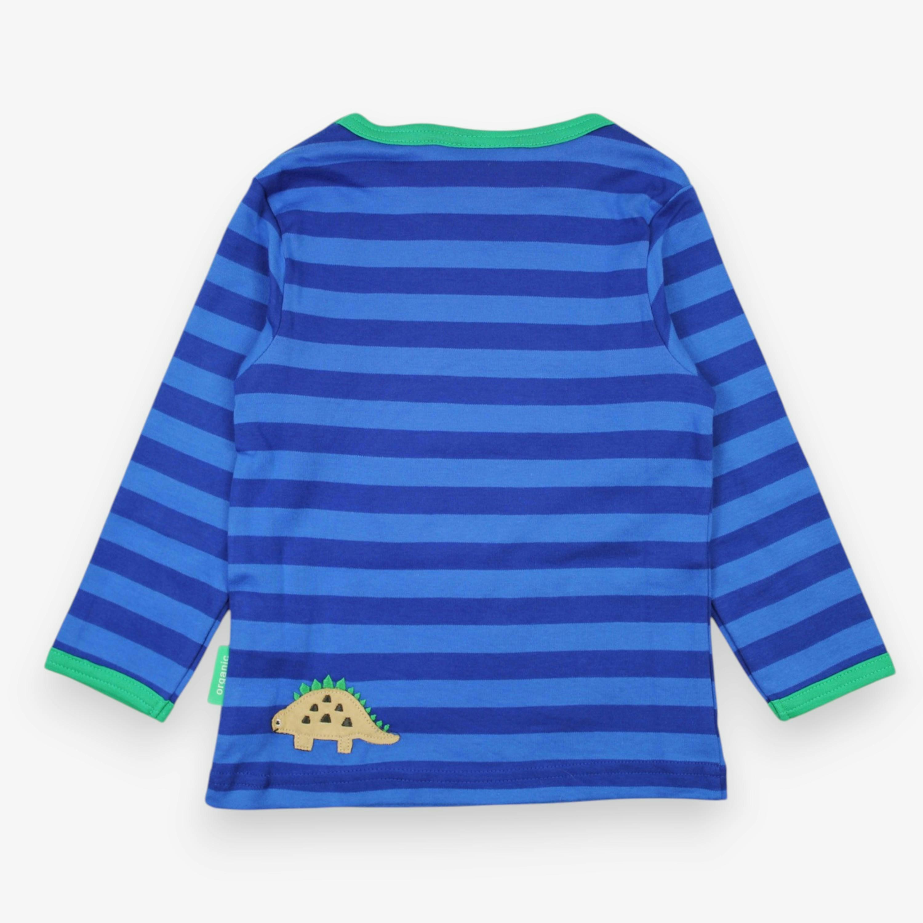 Organic Blue Tonal Dinosaur Applique Long-Sleeved T-Shirt , view 2 of 2