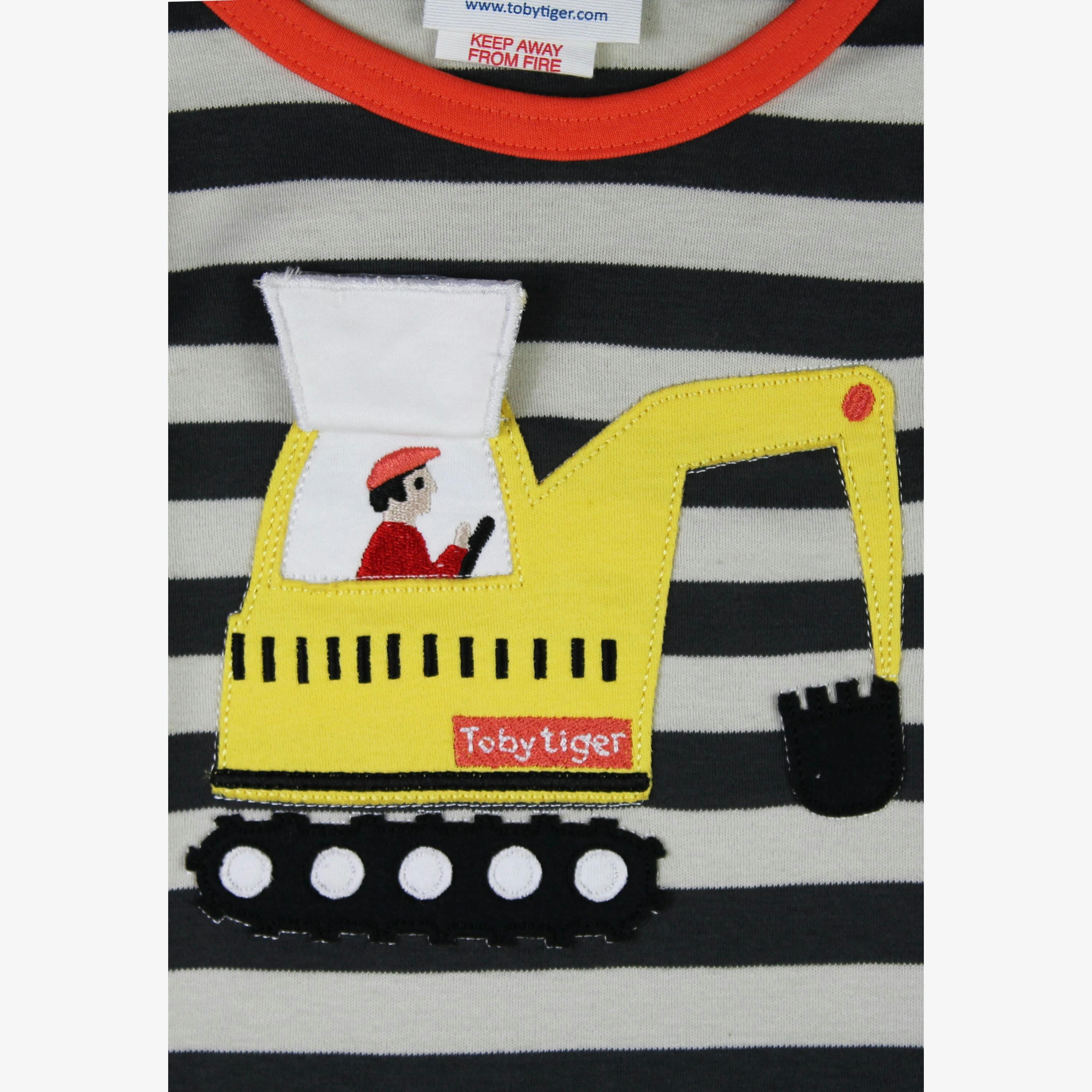 Organic Grey Digger Applique Long-Sleeved T-shirt , view 2 of 4