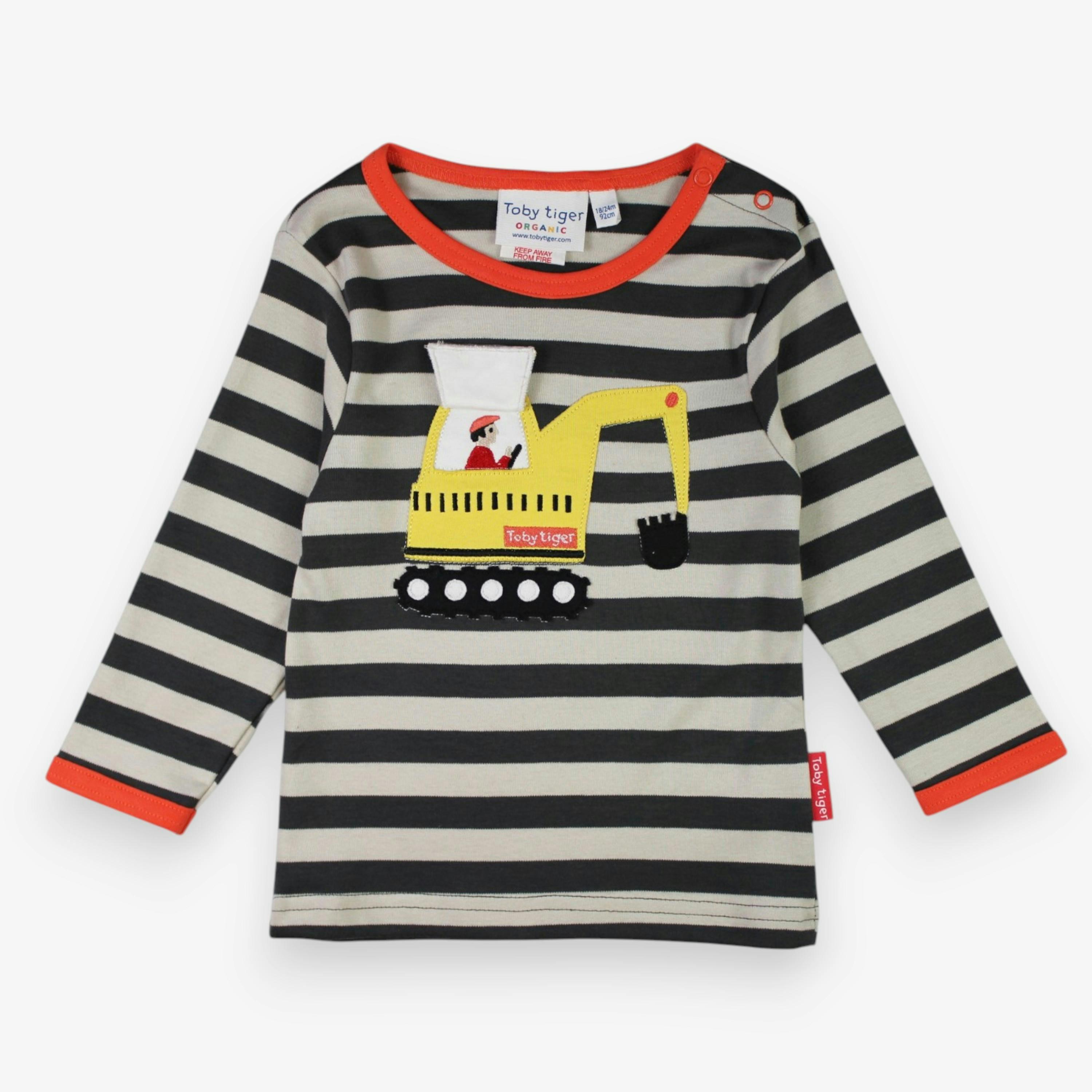 Organic Grey Digger Applique Long-Sleeved T-shirt , view 3 of 4