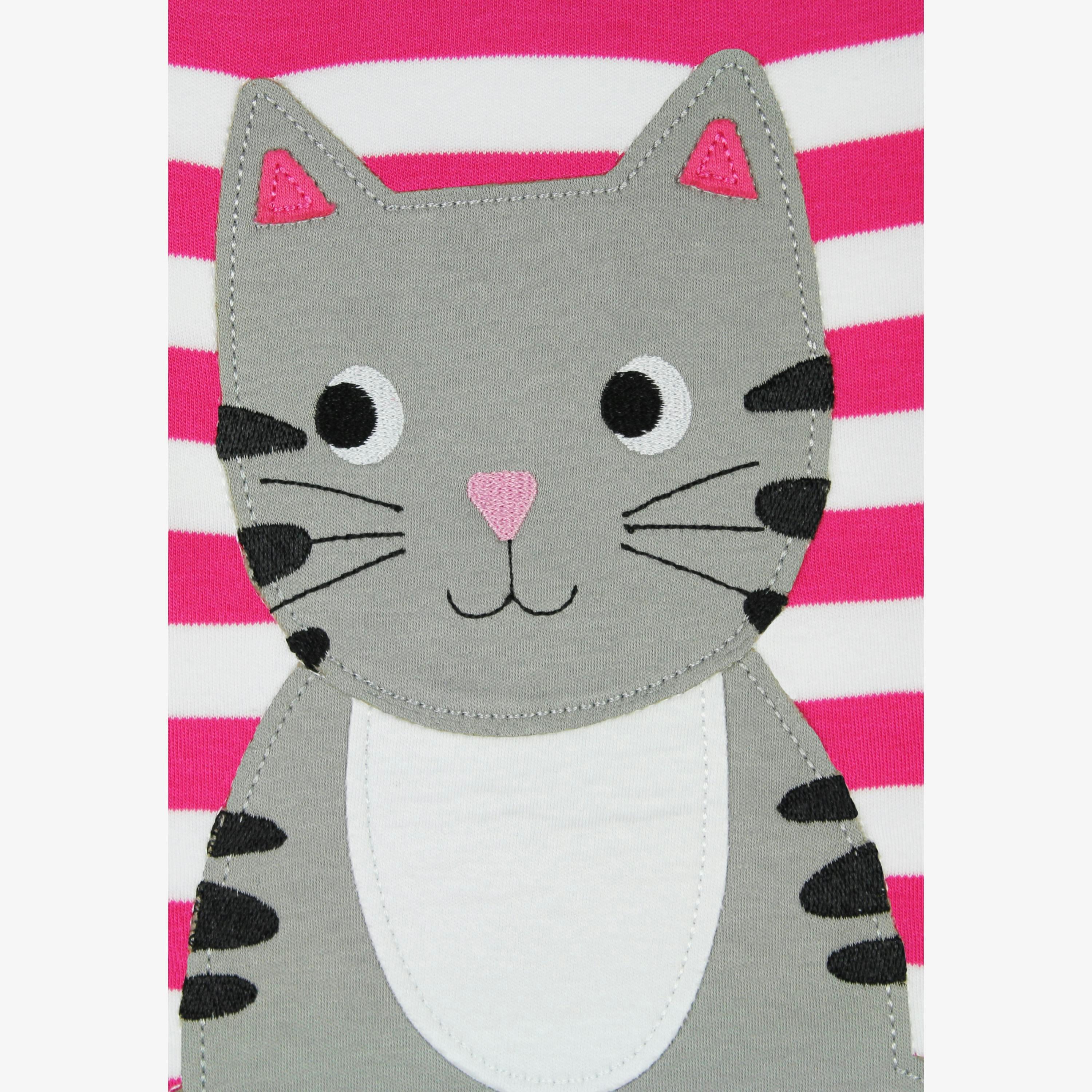 Organic Pink Kitten Applique Long-Sleeved T-Shirt , view 2 of 3