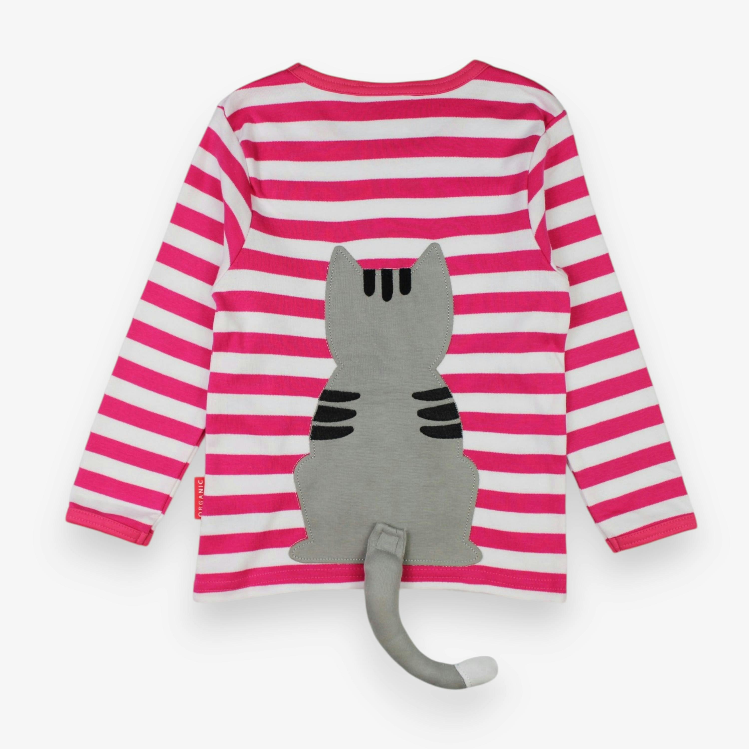 Organic Pink Kitten Applique Long-Sleeved T-Shirt , view 3 of 3