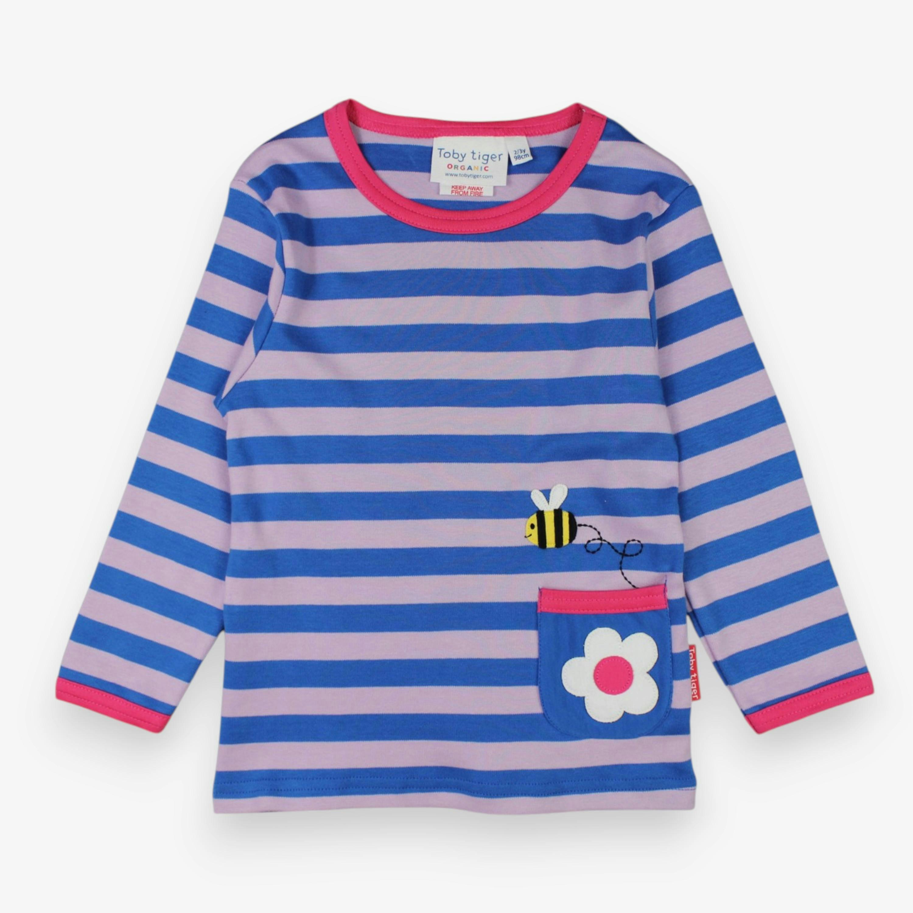 Organic Striped Daisy Applique Long-Sleeved T-Shirt , view 1 of 3