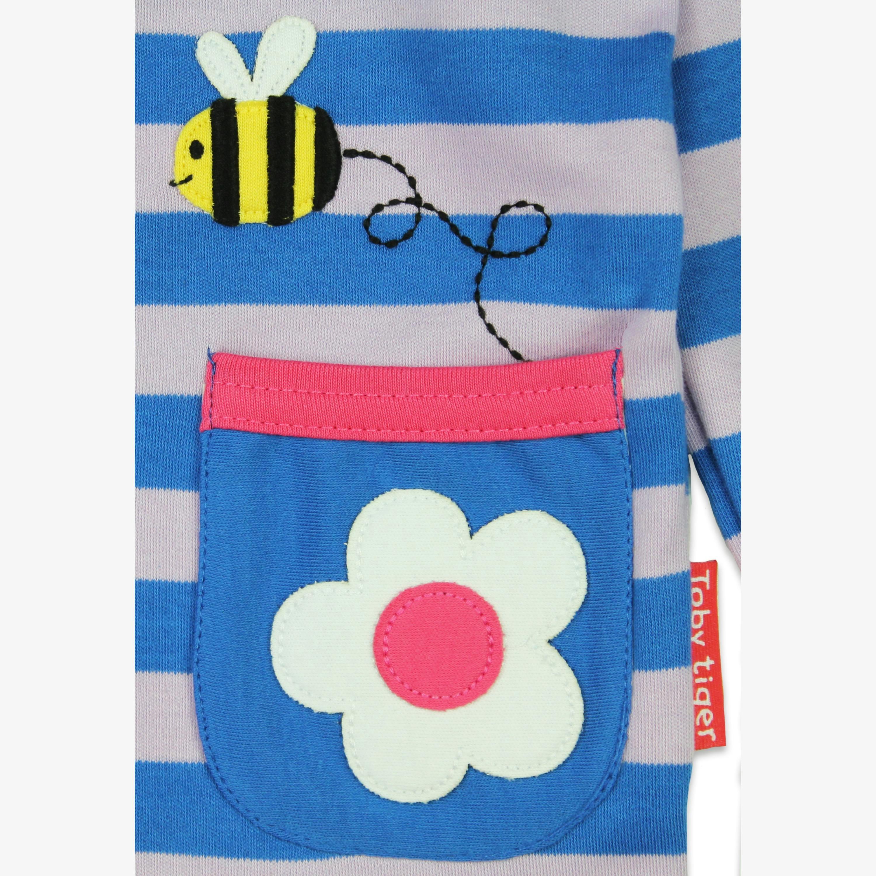 Organic Striped Daisy Applique Long-Sleeved T-Shirt , view 2 of 3