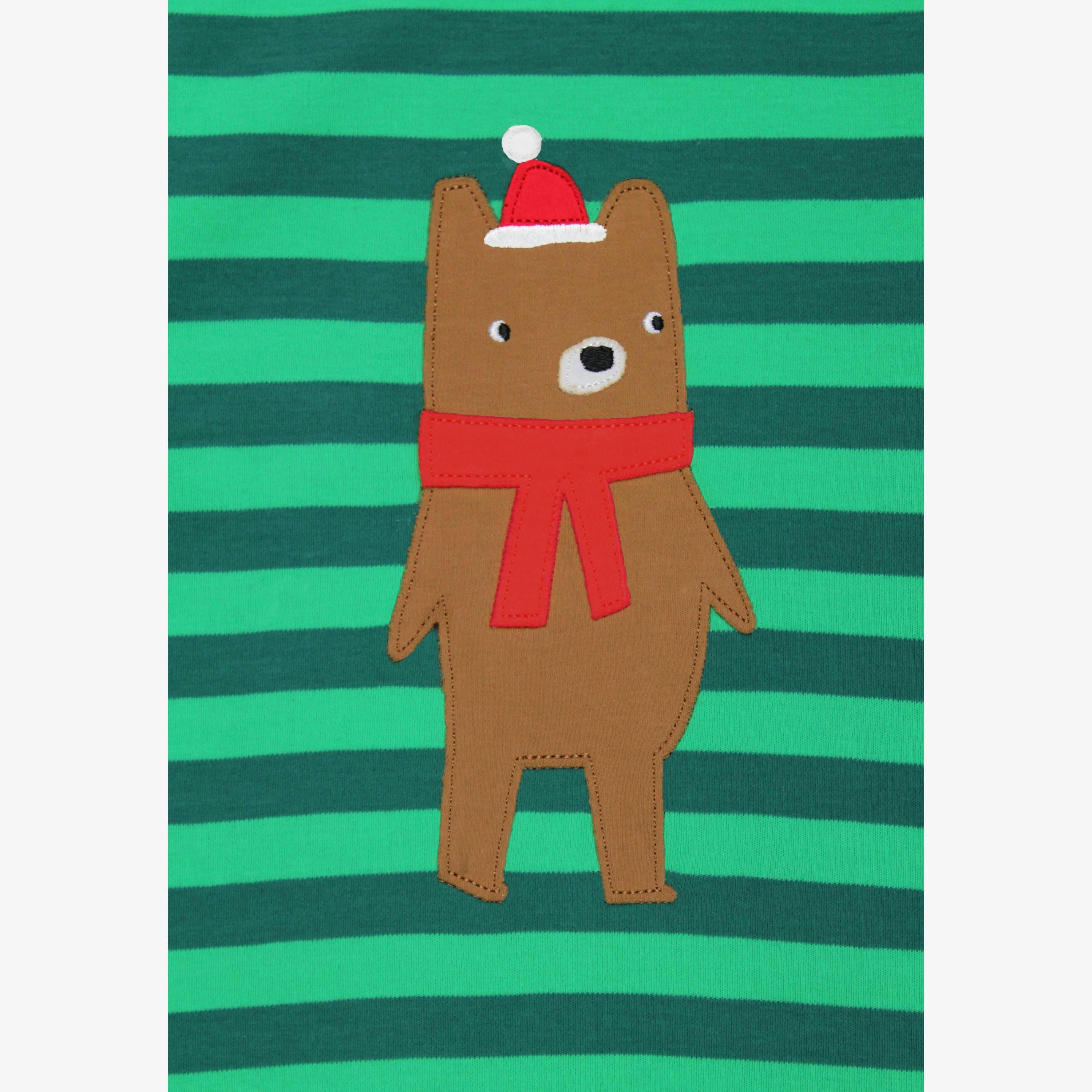 Organic Christmas Bear Applique Long-Sleeved T-Shirt , view 2 of 3