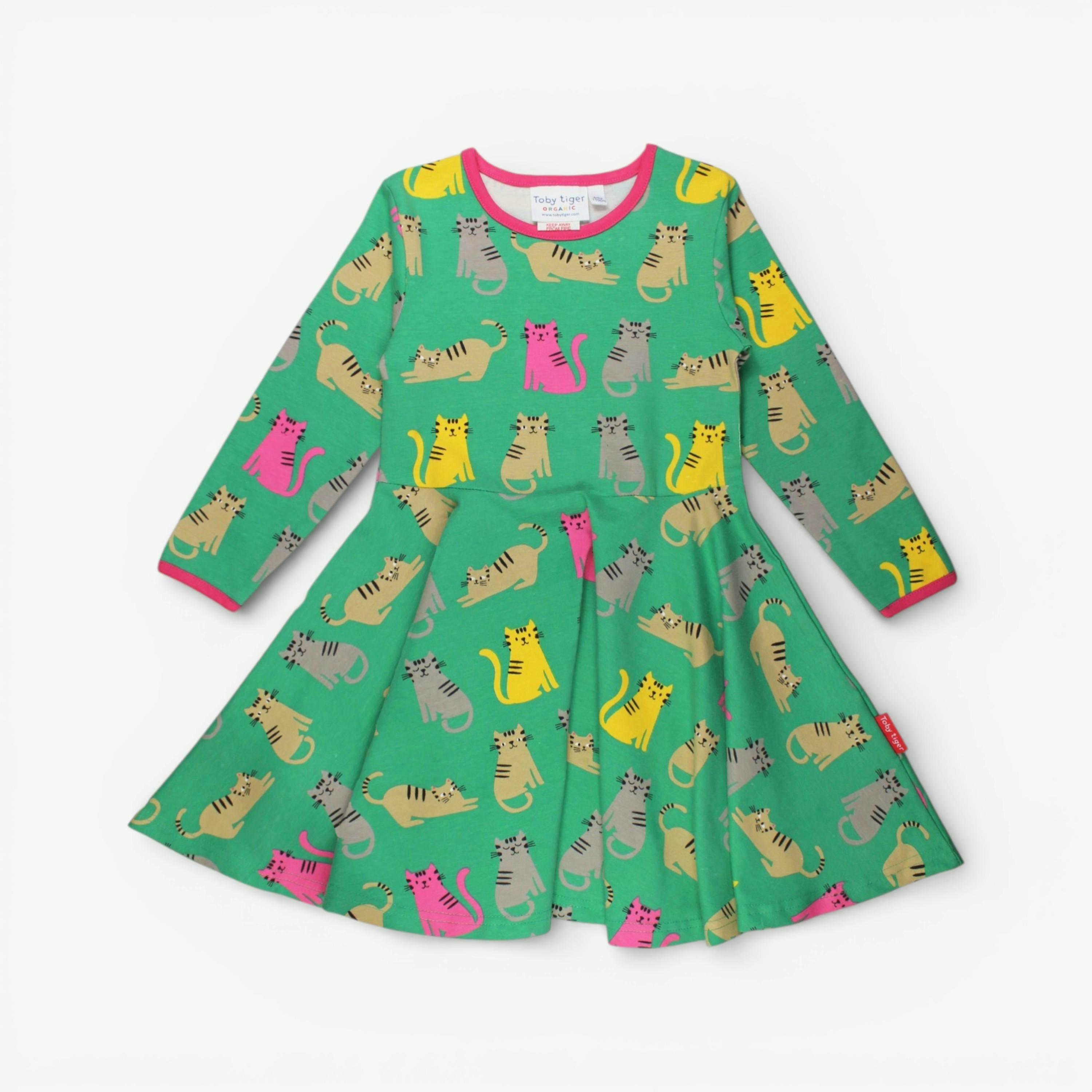 Organic Kitten Print Skater Dress , view 1 of 3