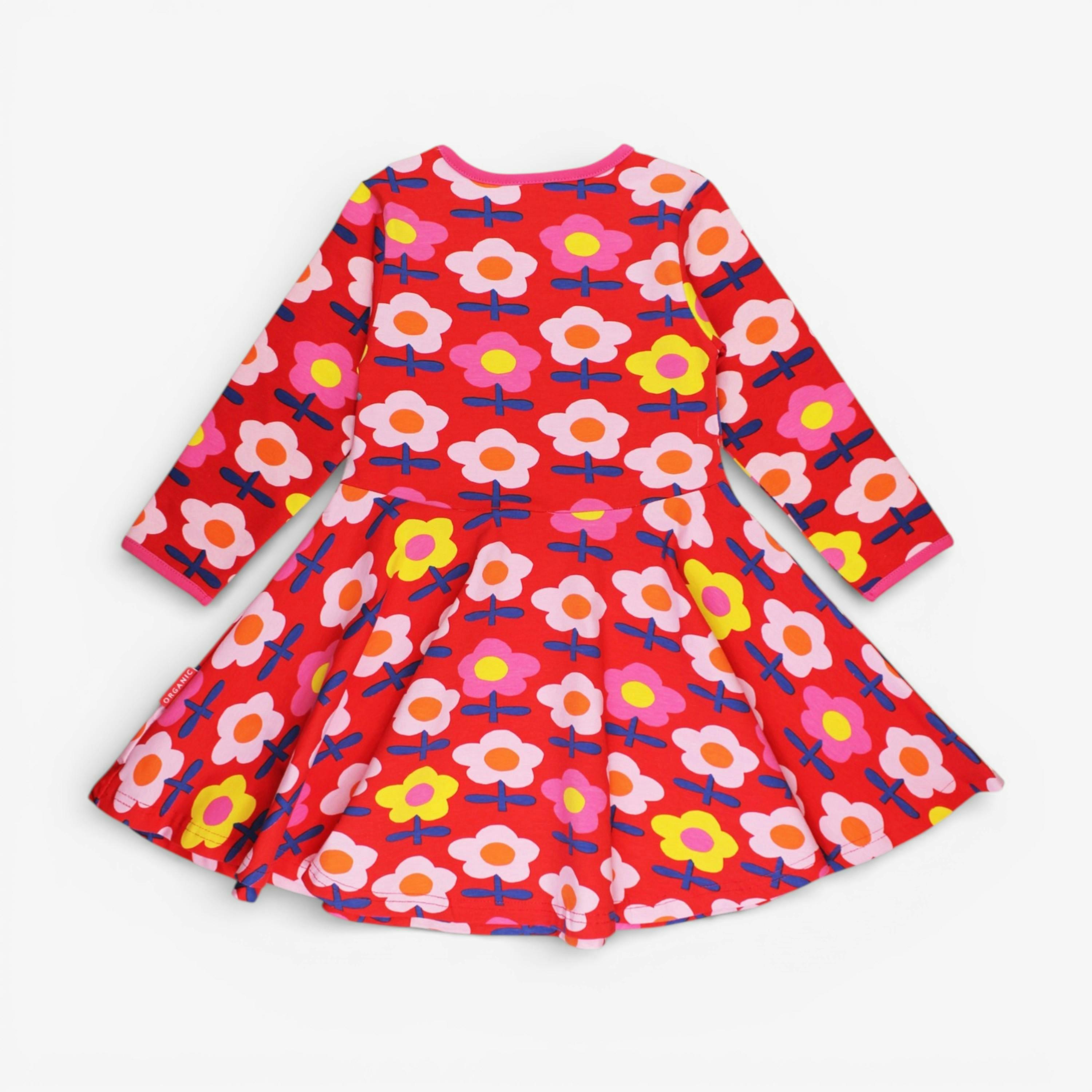 Organic Pink Flower Print Skater Dress , view 3 of 3